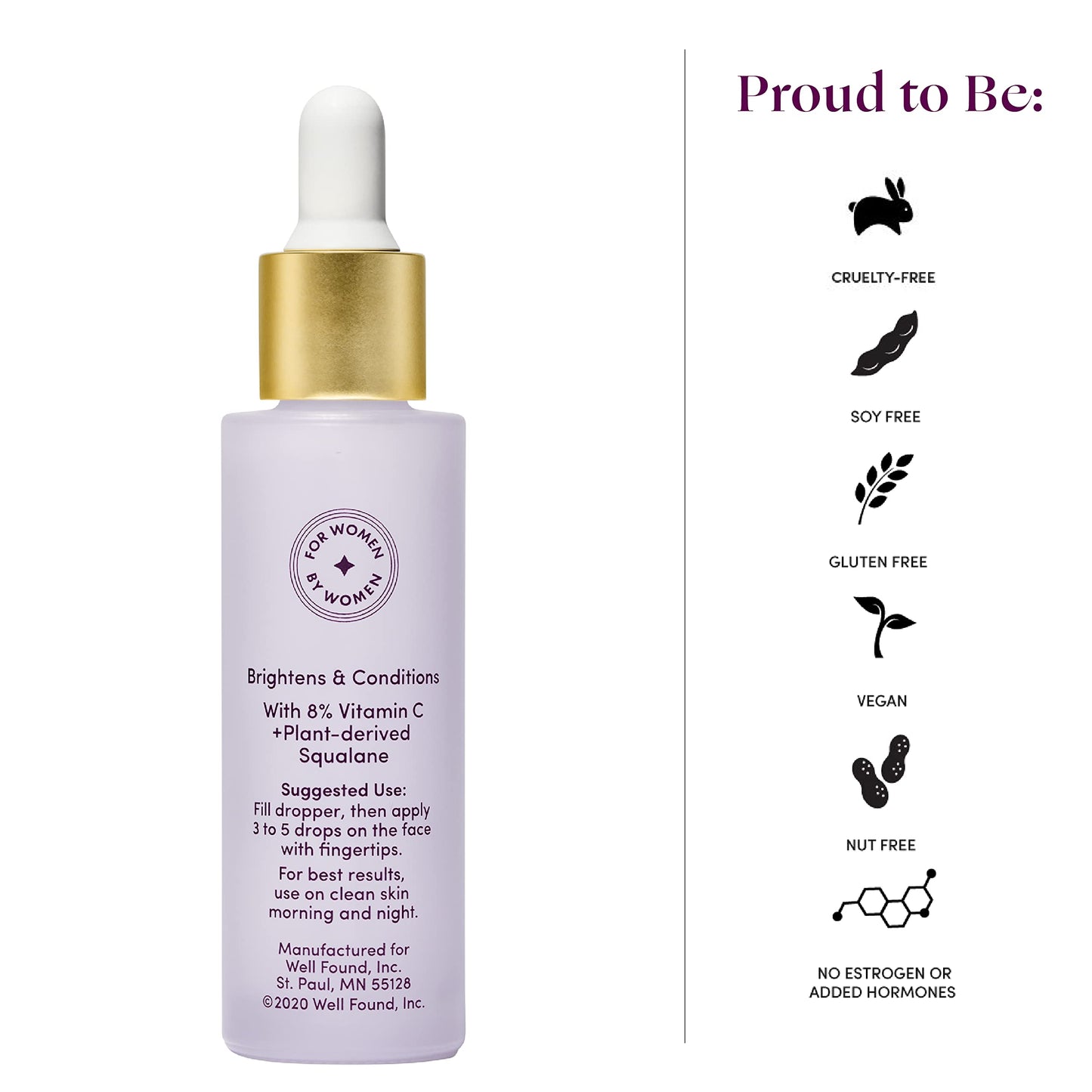 Womaness Fountain of Glow Vitamin C Face Serum - Menopause Support Brightening Serum for Improving Dull & Uneven Skin Tone - Super Antioxidant Serum of 8% Vitamin C + Plant Derived Squalane Oil (50ml)