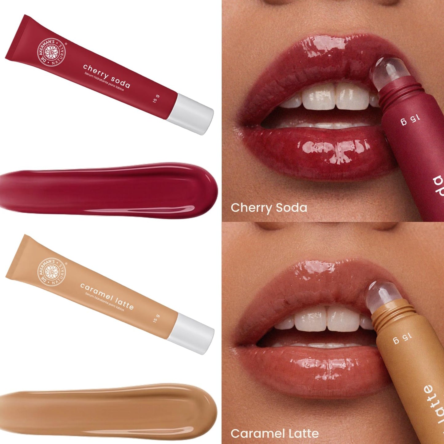 Lip Glow Serum 4 sabores Dr Akerman Ultra Hidratante Filler Progresivo No pegajoso