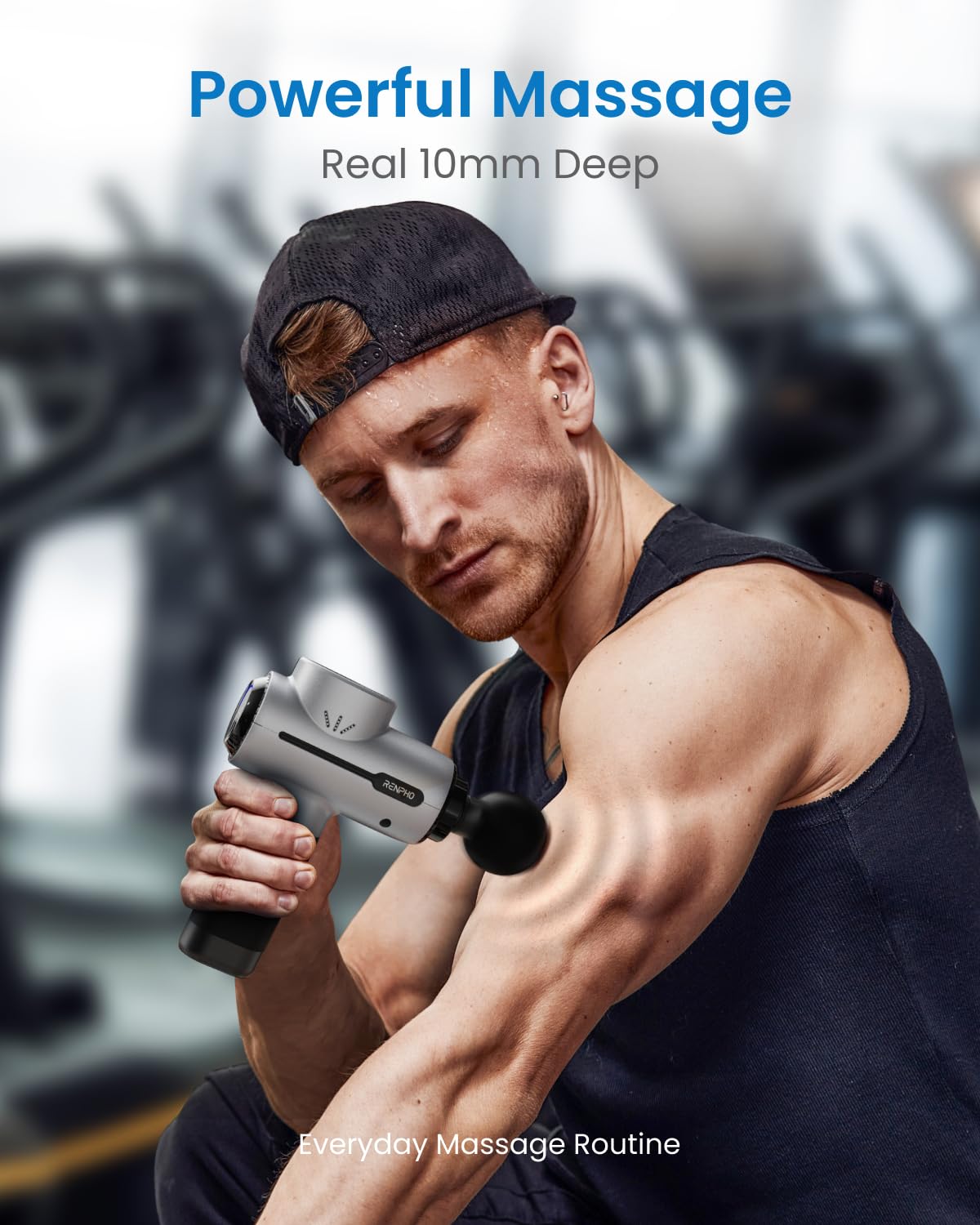 RENPHO Pistola de Masaje Eléctrica de Percusión, Masajeador Muscular Portátil para Espalda, Masajeador de Espalda, Cuello y Hombros, Regalo para Hombres y Mujeres, Incluye Estuche de Transporte, Active