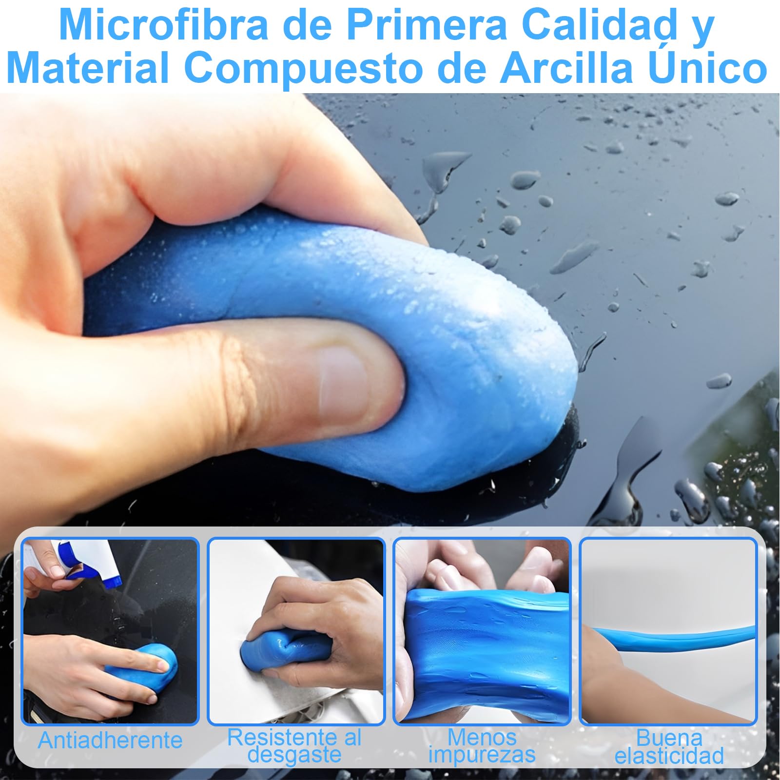 Juego de Descontaminante para Auto, Resistente al Desgaste, con Fuerte Capacidad de Adsorción para Limpieza de Automóviles y Vidrios