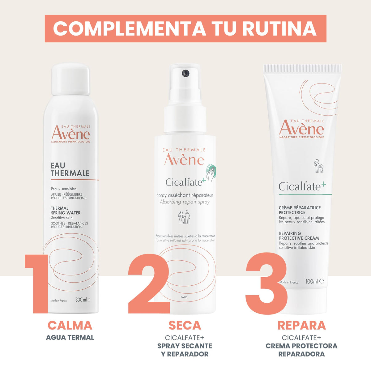 AVENE, Cicalfate+ Spray Secante Reparador, Para Piel Sensible, 100ml