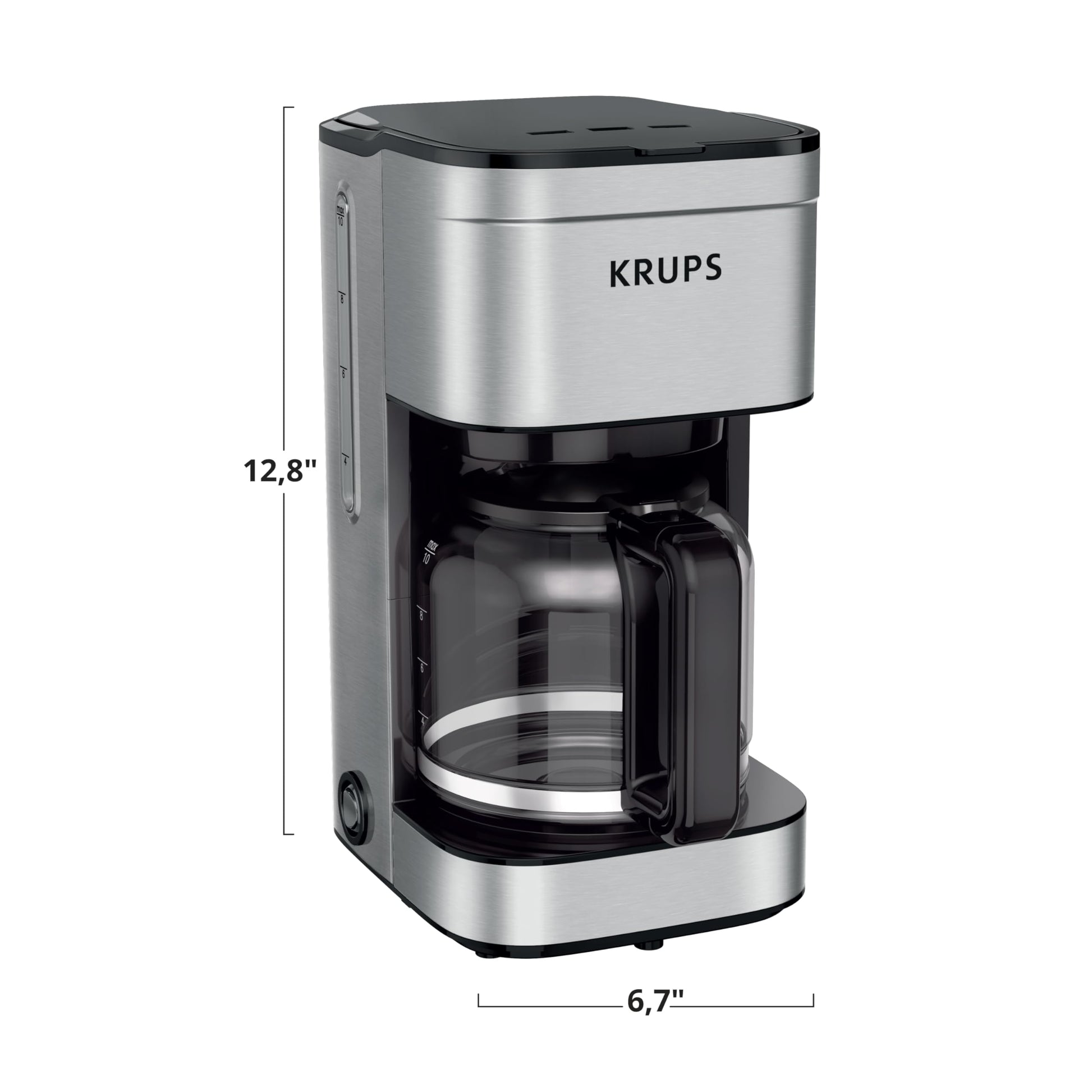 KRUPS Cafetera de Filtro Permanente Simply Brew Family Inoxidable, capacidad para preparar 10 tazas de café, incluye filtro permanente y cuchara dosificadora, 900 W, KM203D50