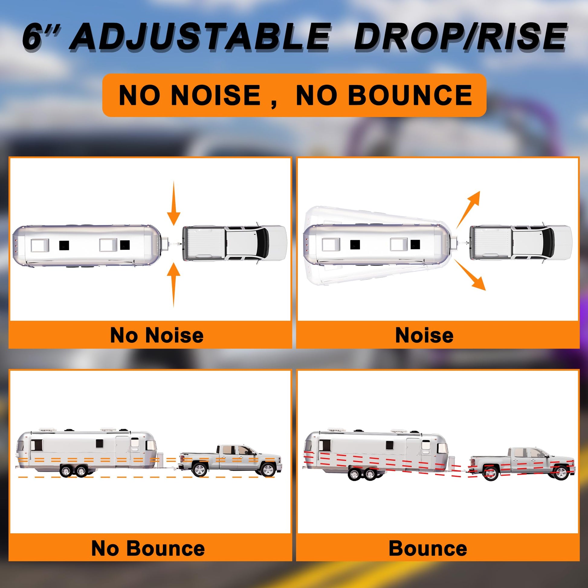 VNN - Enganche ajustable para remolque – Se adapta solo a receptor de 2 pulgadas, enganche de caída de aluminio de 6 pulgadas, soporte de bola doble resistente (2 pulgadas y 2-5/16 pulgadas), GTW de