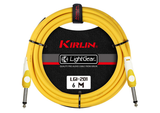 Cable para instrumento Kirlin profesional, 6 metros plug 1/4, LGI201 colores (Amarillo)