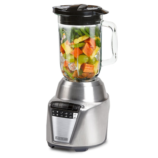 BLACK+DECKER Licuadora Ice Crush, 8 Velocidades + Pulso, 4 Cuchillas Acero Inoxidable, 700 Watts, Jarra de Vidrio 1.25Lts, BL0876-2SDLA