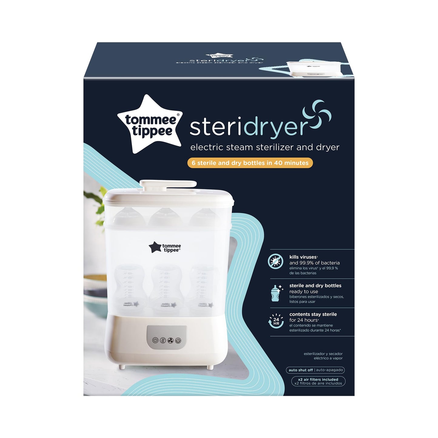 Esterilizador Eléctrico de Vapor Tommee Tippee Blanco con Secador para Biberones y Accesorios de Bebé