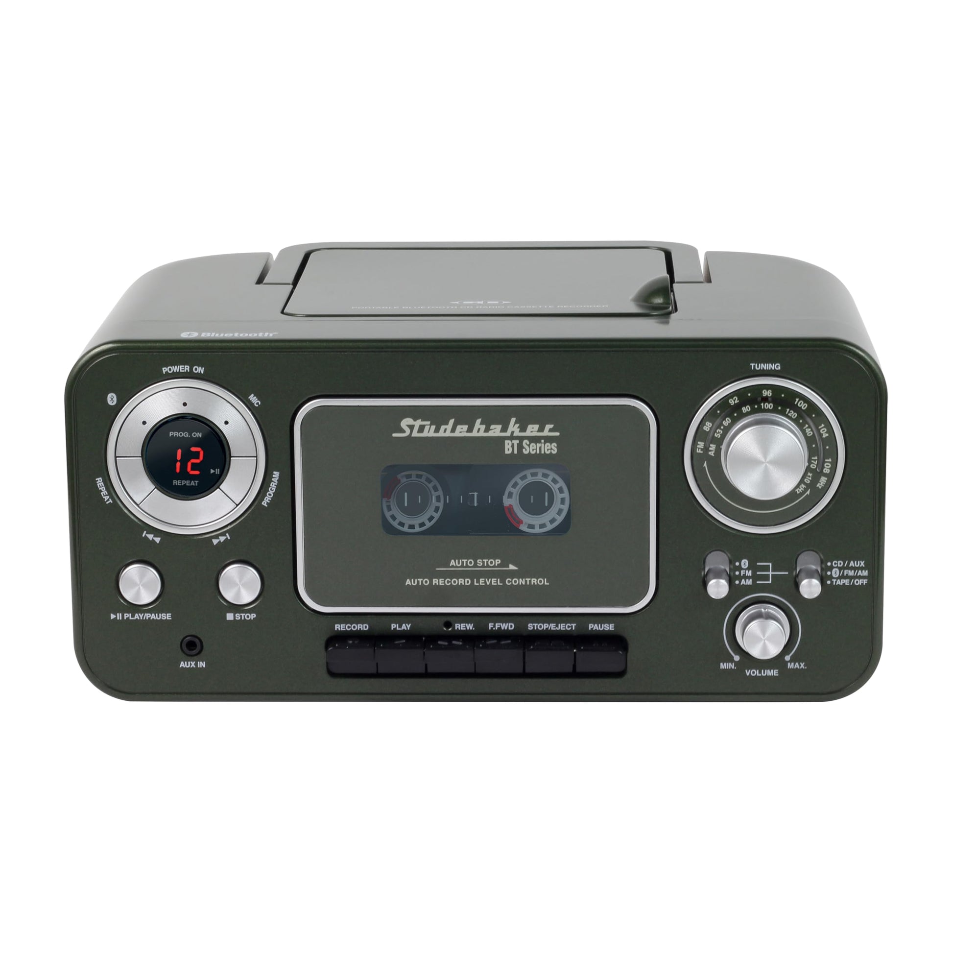 Reproductor de CD estéreo portátil Studebaker verde Chipre con Bluetooth y radio AM/FM