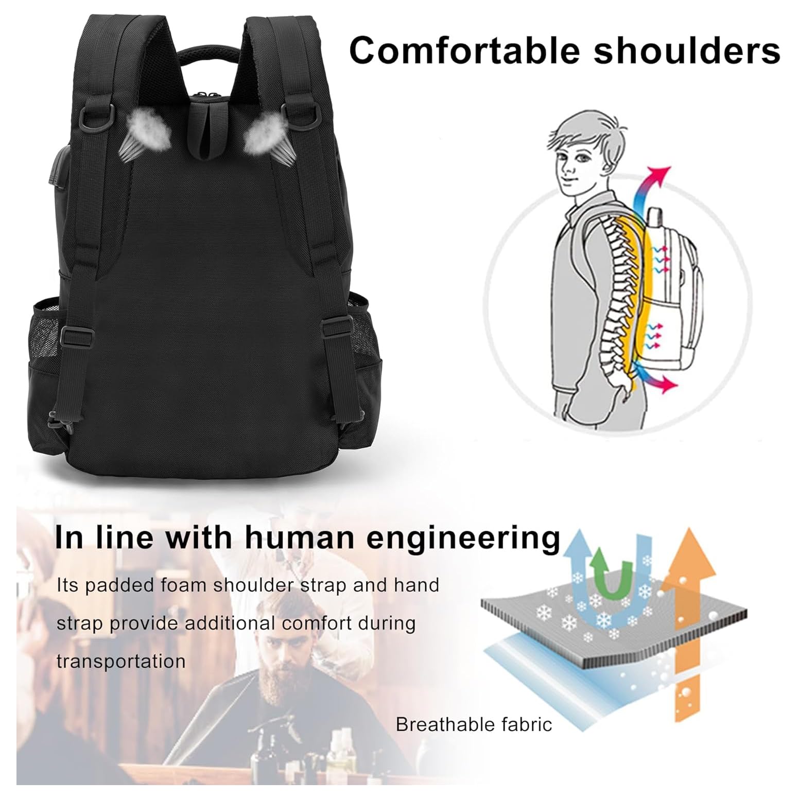 Bolsas grandes para peluqueros y suministros de maquillaje, mochila organizadora para peluqueros, bolsa de herramientas de viaje para hombres