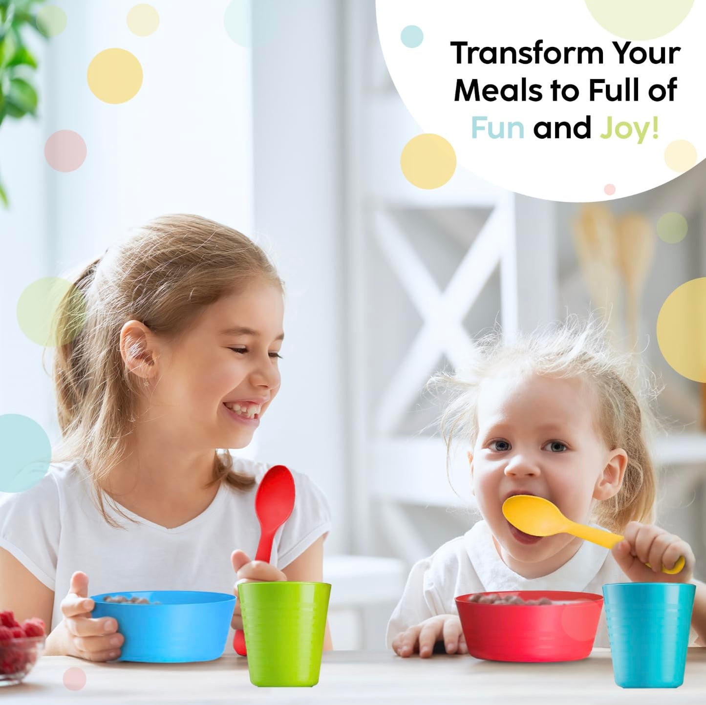 PLASKIDY - Juego de 12 tazas de plástico reutilizables de 8 onzas, aptas para lavaplatos, sin BPA para niños y niños pequeños
