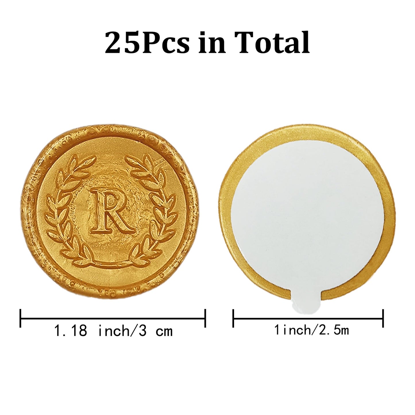 25 calcomanías adhesivas de cera con letra R, hechas a mano, sin necesidad de sello, etiquetas adhesivas de cera para invitaciones de boda, sobres, regalo de Navidad