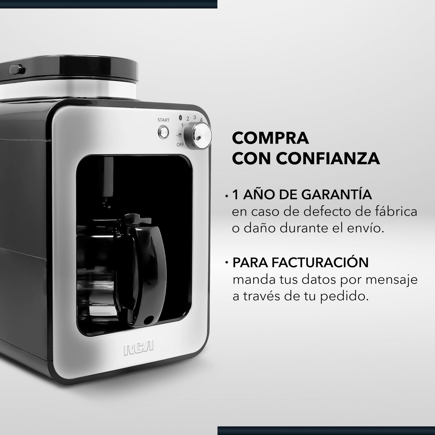 Cafetera RCA Inoxidable con Molino Integrado y Sistema Antigoteo Automática para 4 Tazas