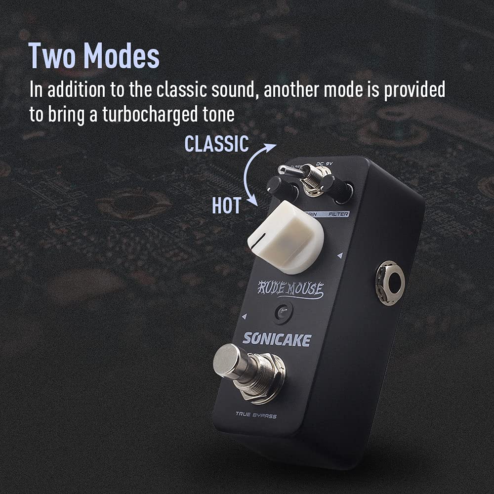 Pedal de Distorsión SonicaKE Hiper Crujiente a Borrosa para Guitarra