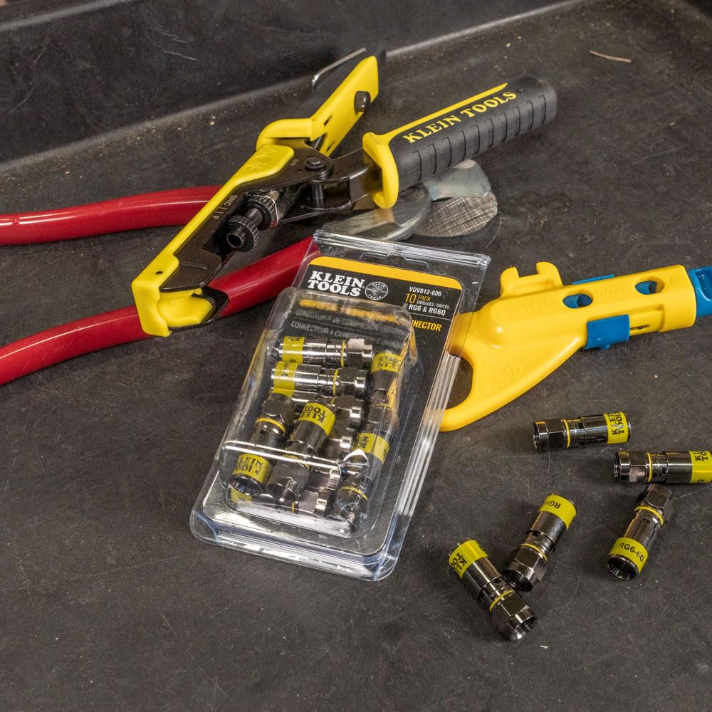 Klein Tools VDV812-606 Conector Compresión Universal F RG6-RG6Q Paquete con 10 pzas.
