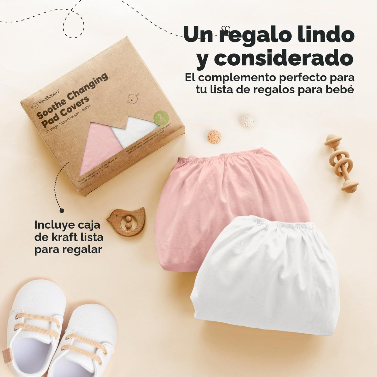 Paquete de 2 fundas orgánicas para cambiador para niña, niño, neutro, 100% algodón, funda suave para cambiador de pañales, sábanas para cambiador de pañales, forro de cambiador de contorno, funda para