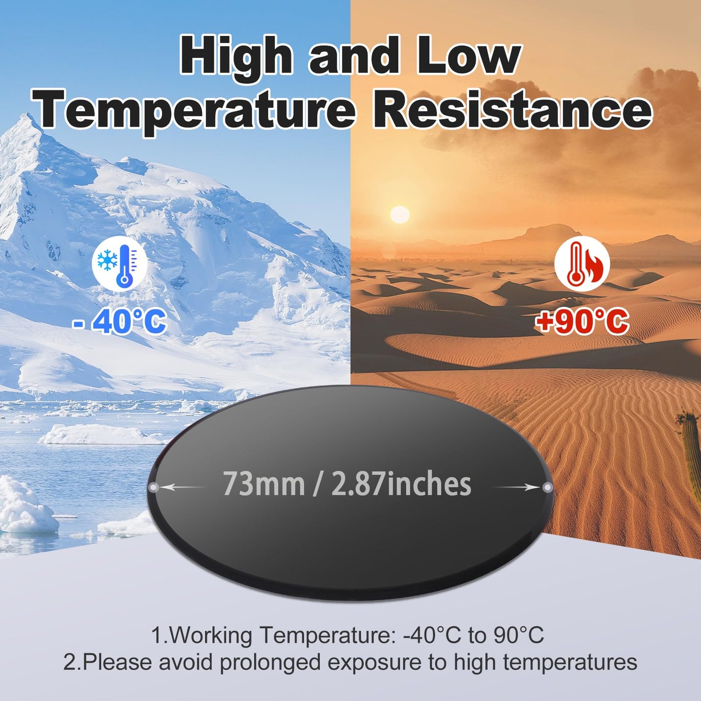 Disco de montaje calcomanía para tablero de instrumentos para montaje de teléfono con ventosa, disco calcomanía resistente al calor para soporte de teléfono celular de coche, 2 unidades de 73 mm (2.87