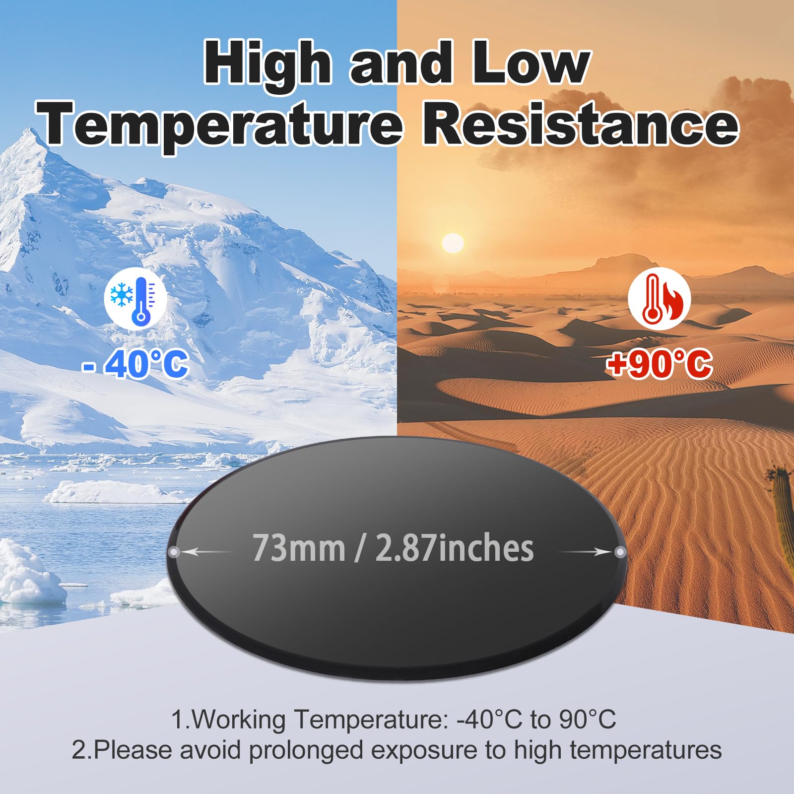 Disco de montaje calcomanía para tablero de instrumentos para montaje de teléfono con ventosa, disco calcomanía resistente al calor para soporte de teléfono celular de coche, 2 unidades de 73 mm (2.87