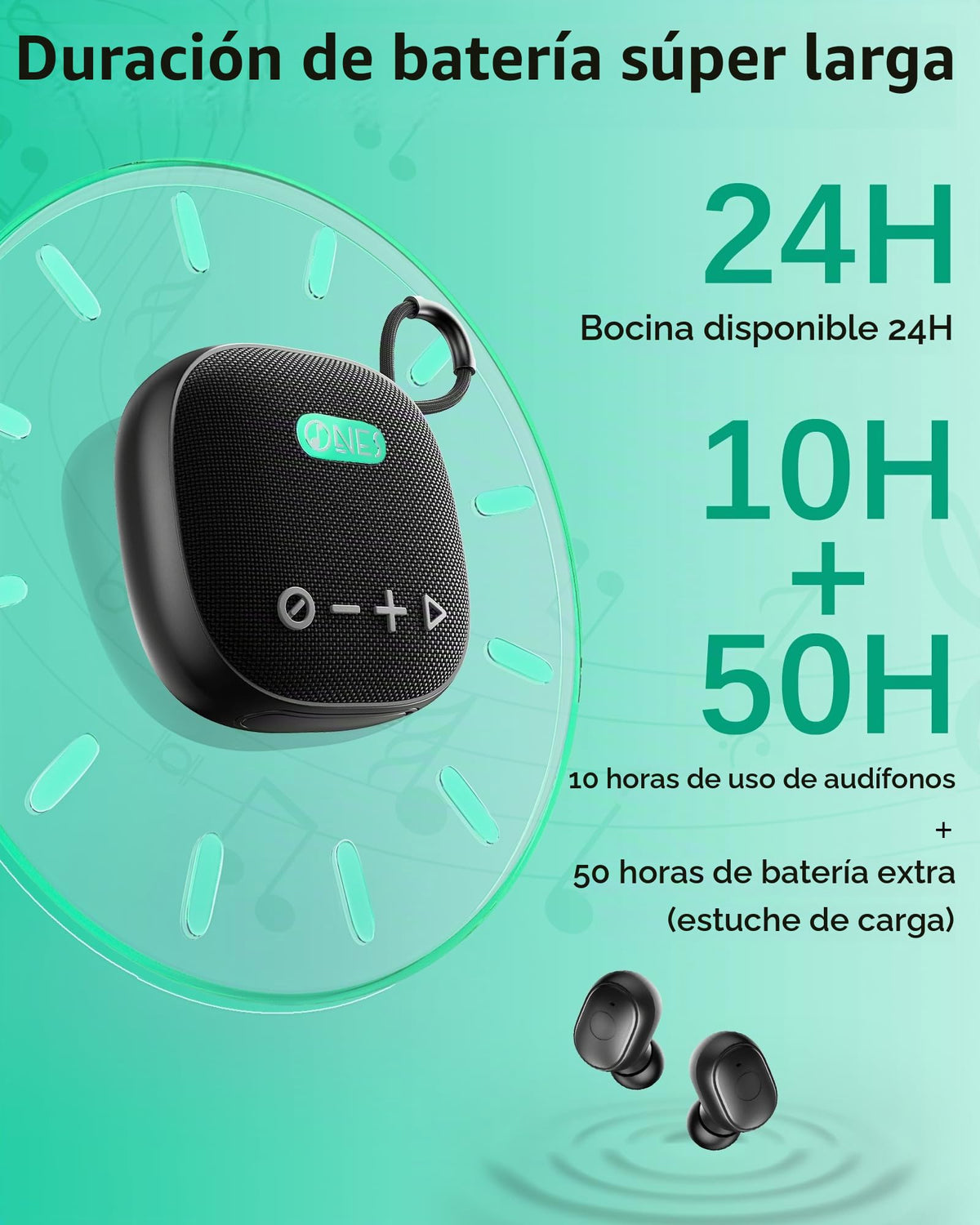 Altavoz Inalámbrico ONES MusPlay Negro 2 en 1 Portátil Compacto Inteligente