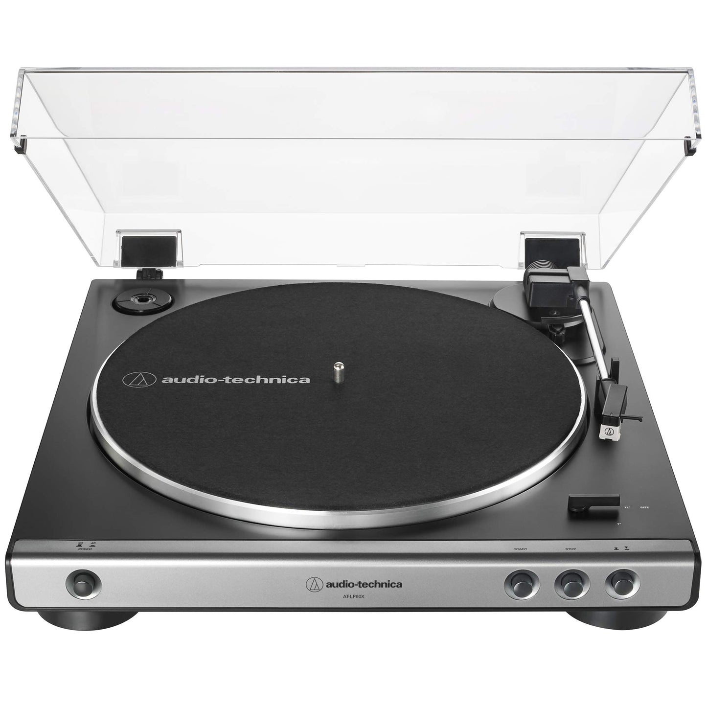 Audio-Technica - tocadiscos totalmente automático con transmisión por correa AT-LP60X-GM de audio technica de 33/45 RPM (metal y negro)