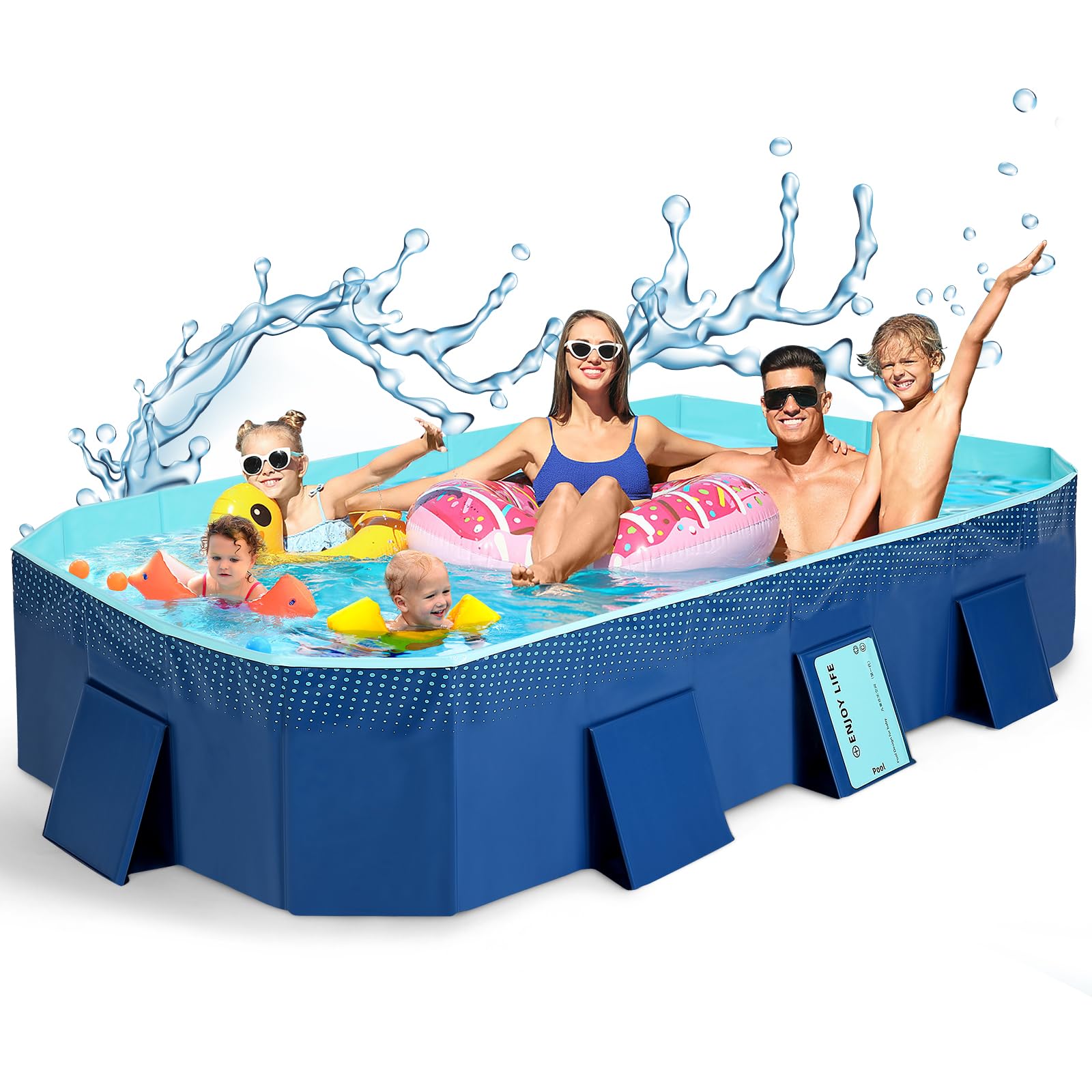 Alberca Grande Familiar YOMYM Azul Carcasa de Plástico Duro para Niños y Adultos