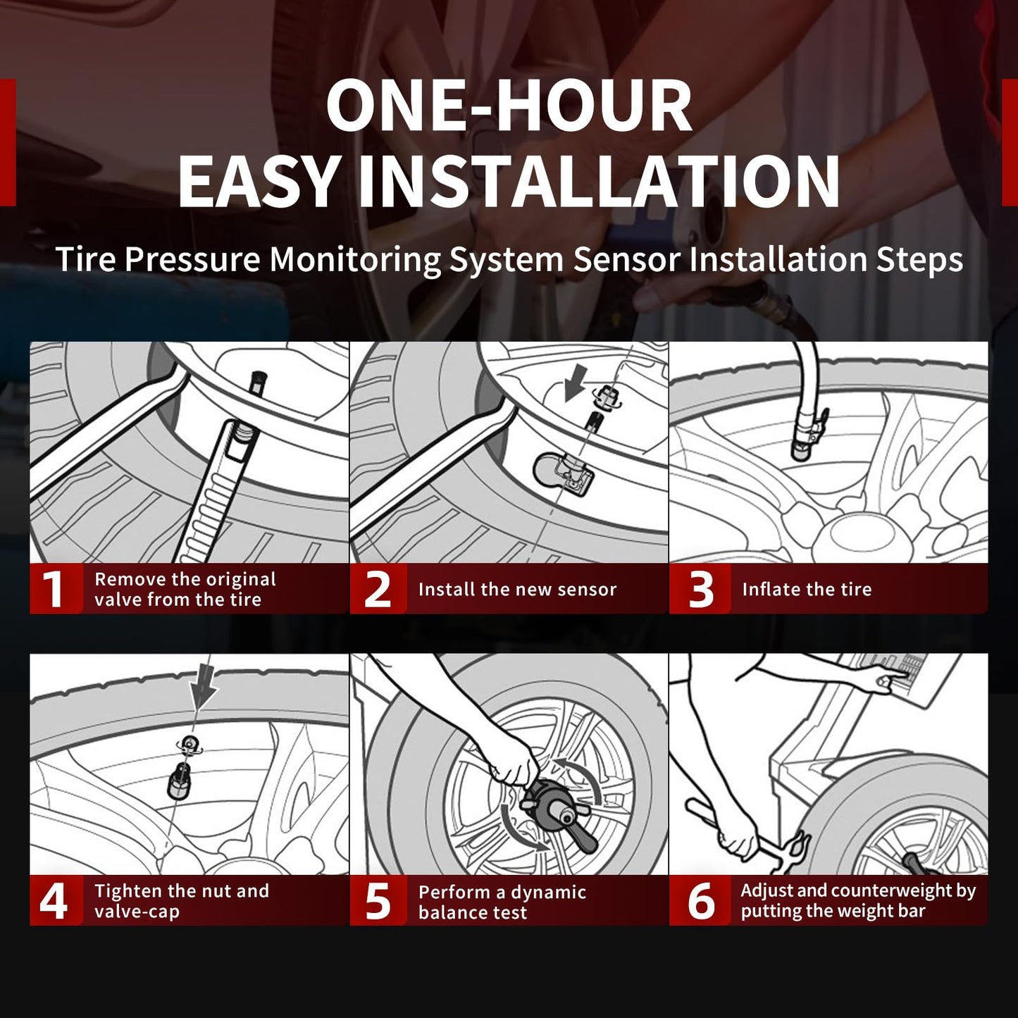 Sensor TPMS Marsflex Negro apto para Ford Lincoln Mercury 315MHZ 4PCS