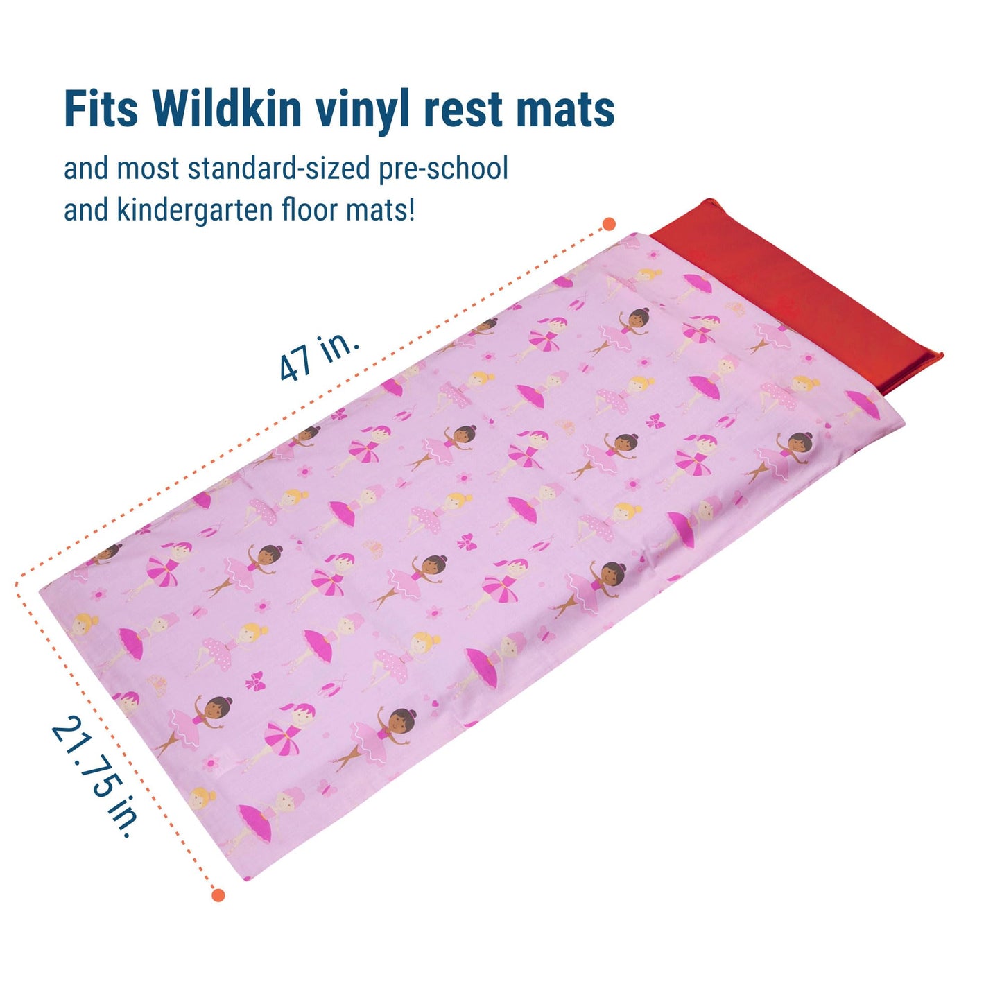 Wildkin - Funda de algodón para Siesta para niños, Suave, Cosida en Solapa, Duradera y se Adapta a Alfombrillas de Vinilo de 1.5 Pulgadas, Bailarina