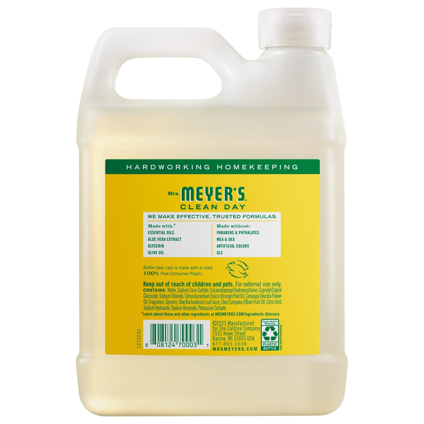 Mrs. Meyer’s Refill Jabón de Manos Líquido Honeysuckle, 975 ml | Repuesto Dulce con Aroma Natural a Miel | Fórmula Suave de Origen Vegetal | Ideal para Uso Diario | Sin Parabenos ni Crueldad Animal