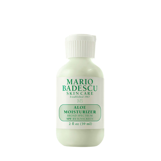 Mario Badescu Hidratante facial de aloe para mujeres y hombres con SPF 15, hidratante facial ideal para pieles mixtas, grasas o sensibles, crema facial hidratante diurna ligera y sin aceite, 59 ml