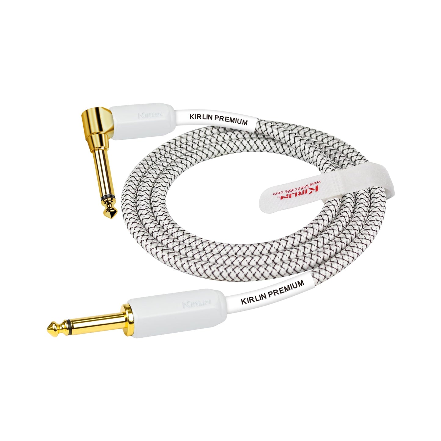 KIRLIN, KIRLIN Cable de instrumento Cable de 1/4 pulgadas, enchufe monofónico, blanco, 20 pies (IWB-202WGL-20/WT)