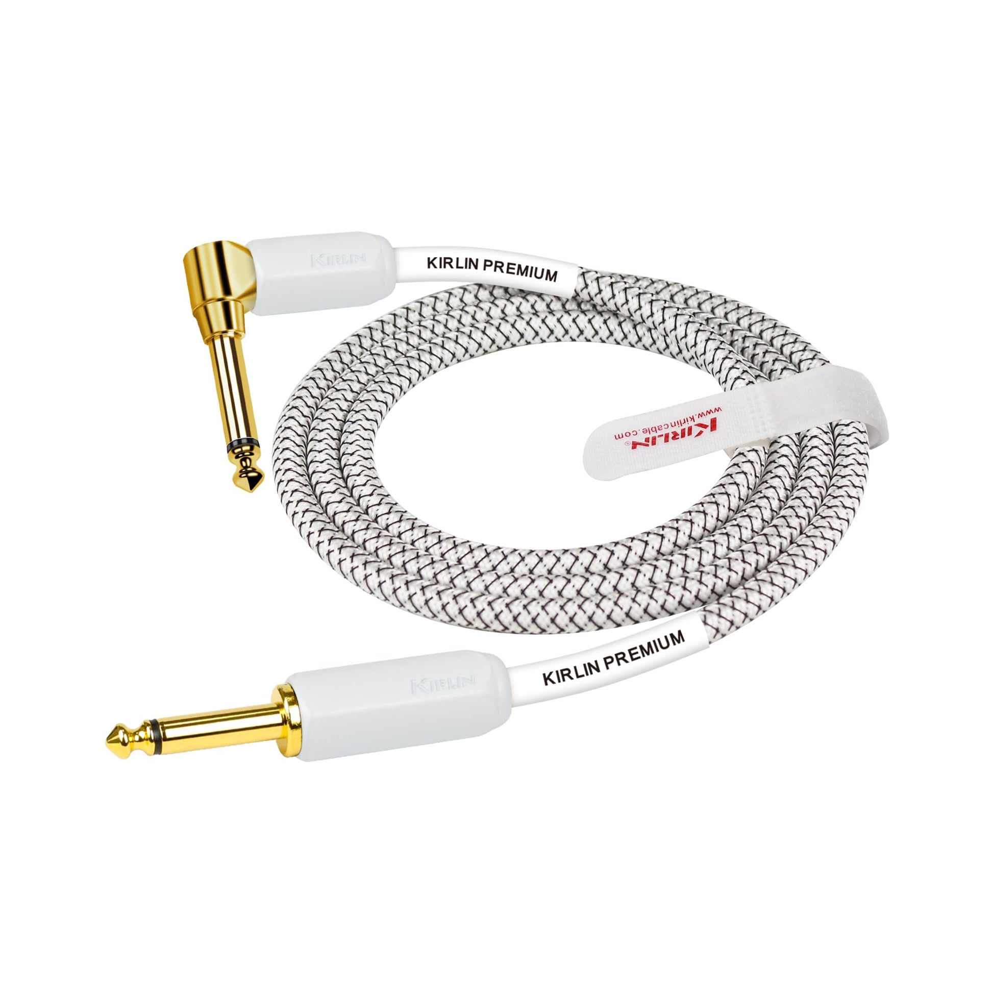 KIRLIN, KIRLIN Cable de instrumento Cable de 1/4 pulgadas, enchufe monofónico, blanco, 20 pies (IWB-202WGL-20/WT)