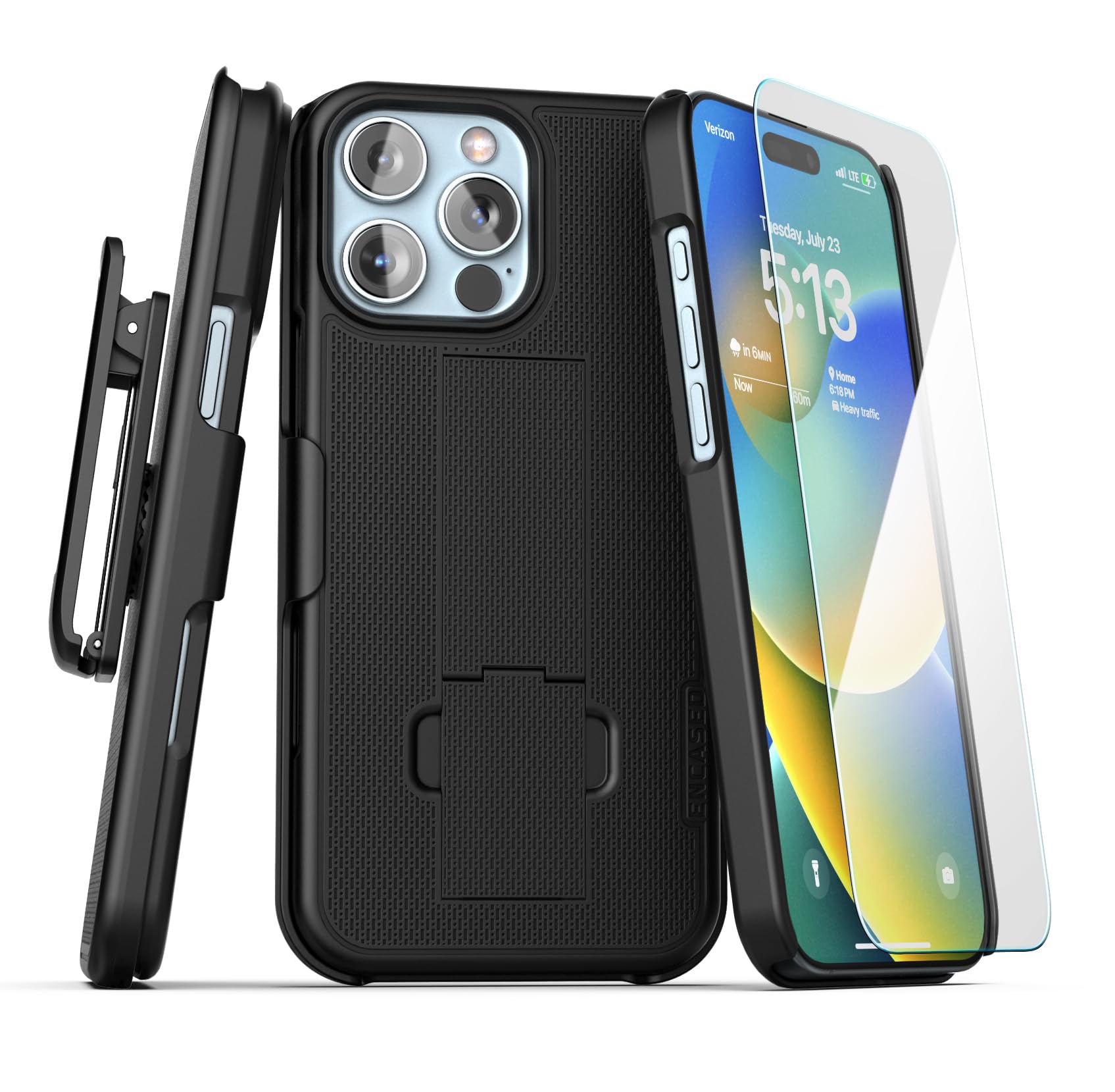 Funda con Clip de Cinturón ENCASED iPhone 16 Pro MAX con Protector de Pantalla Vidrio Templado DuraClip Series