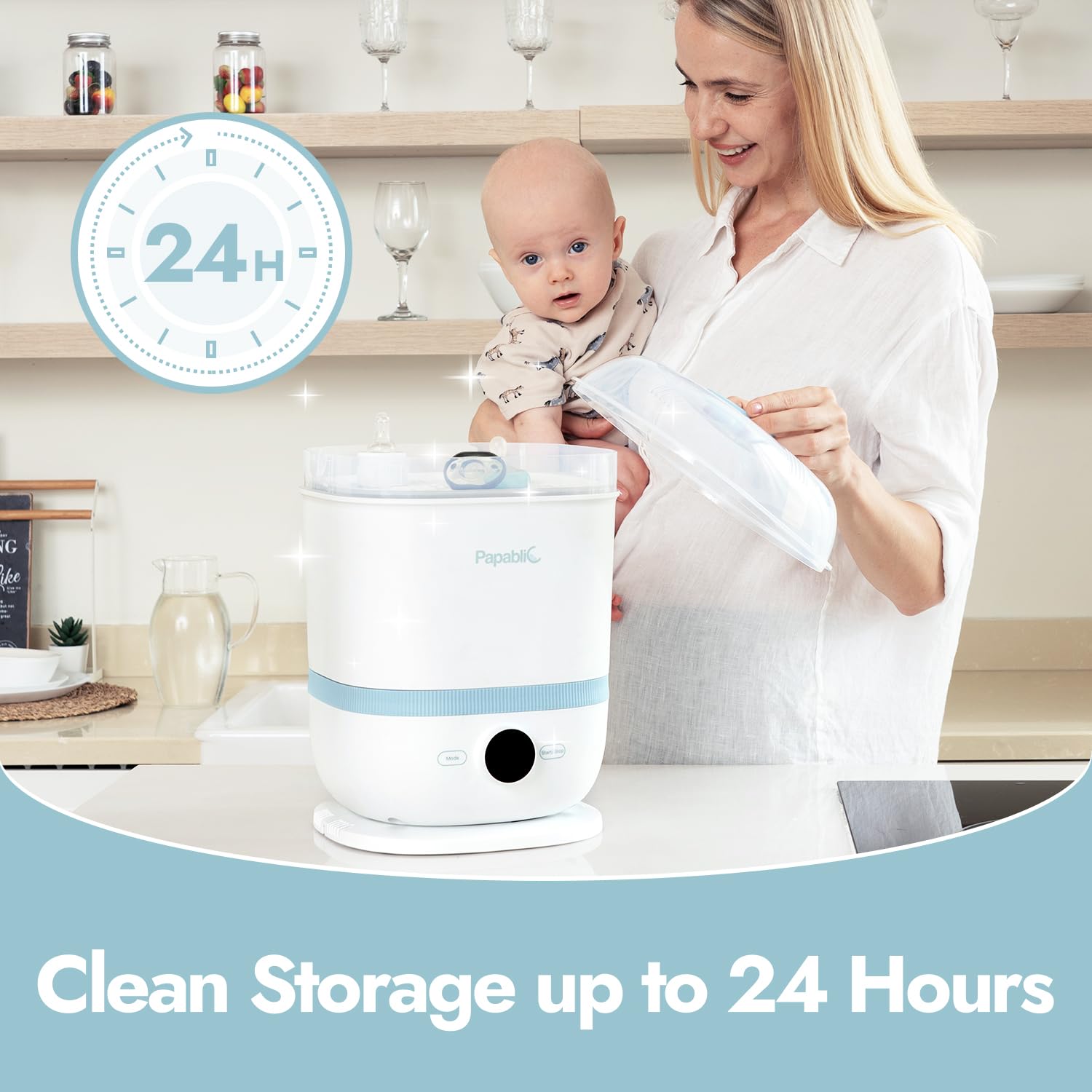 Esterilizador y Secador de Botellas Papablic Pro Blanco Capacidad Extragrande para Familia Grande