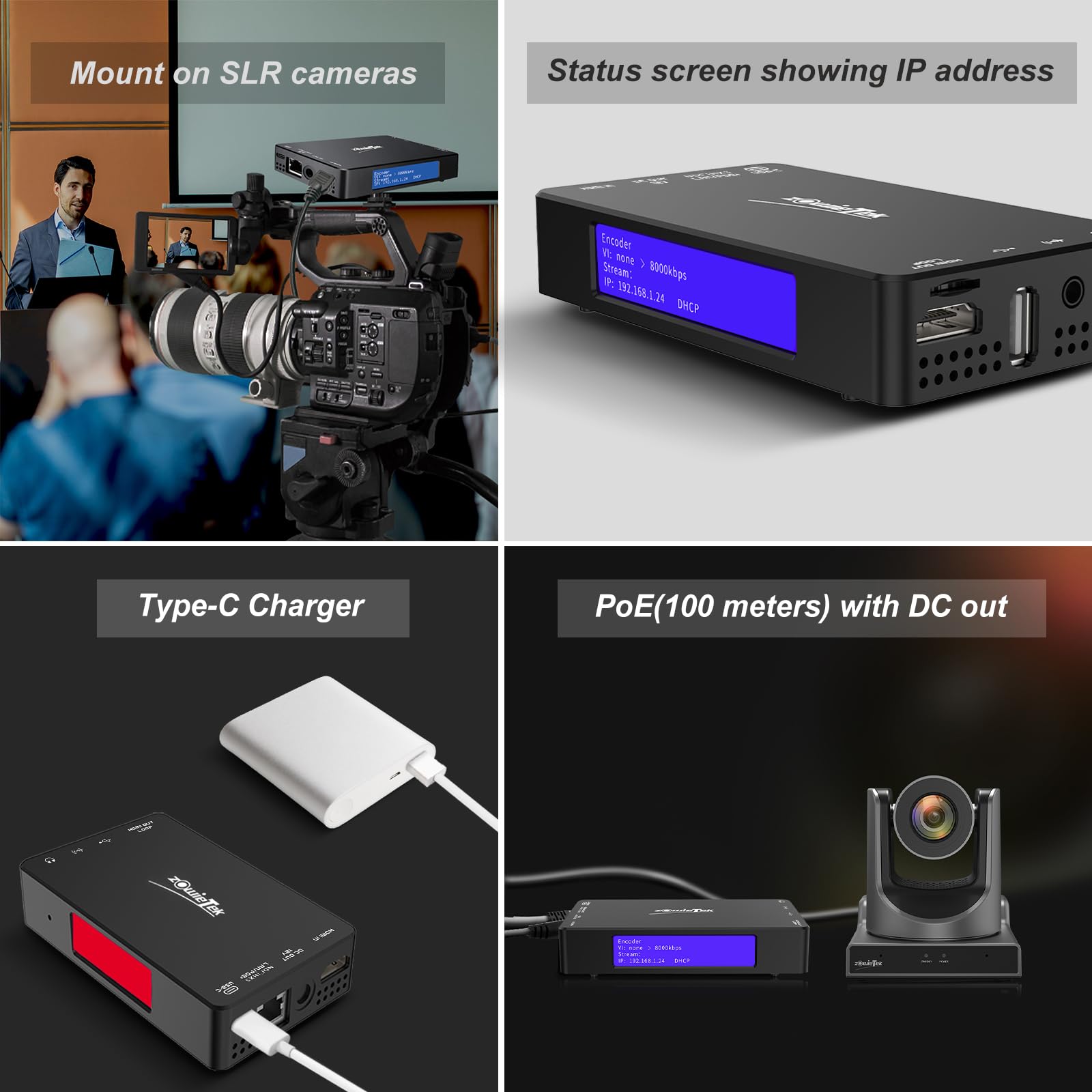 Zowietek Codificador/decodificador de vídeo HDMI 4K, ZowieBox, NDI | Convertidor/Reproductor HX3, UVC a HDMI, Captura y Grabador de Vídeo Pass-Through, SRT/RTMP(S)/RTSP, Transmisión en Vivo