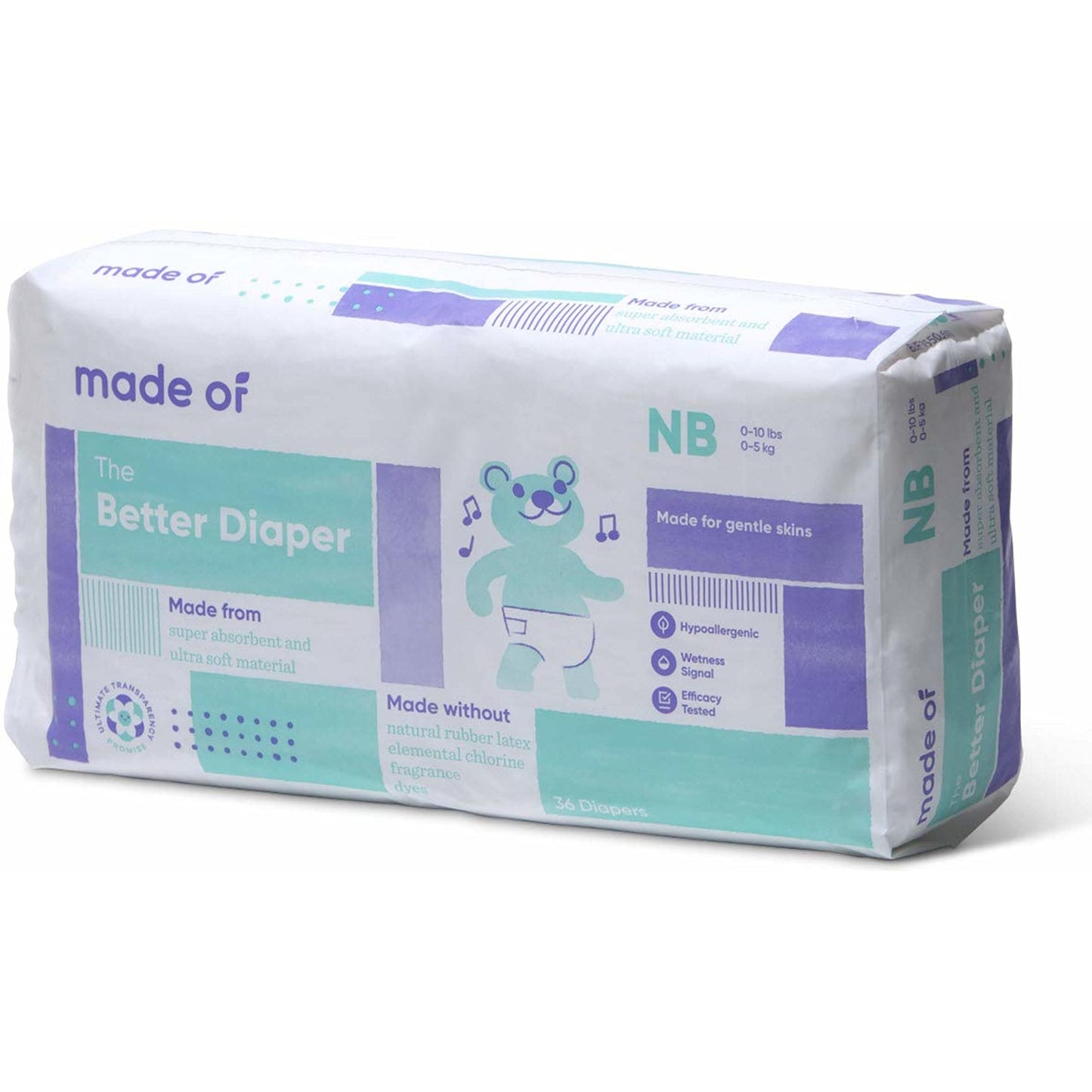 Hecho de pañales de bebé tamaño 2-10 horas pañales absorbentes, pañales de piel sensible, pañales hipoalergénicos, pañales sin perfume, pediatra y dermatólogo probado, hasta 10 libras, Size 0 (Newborn)