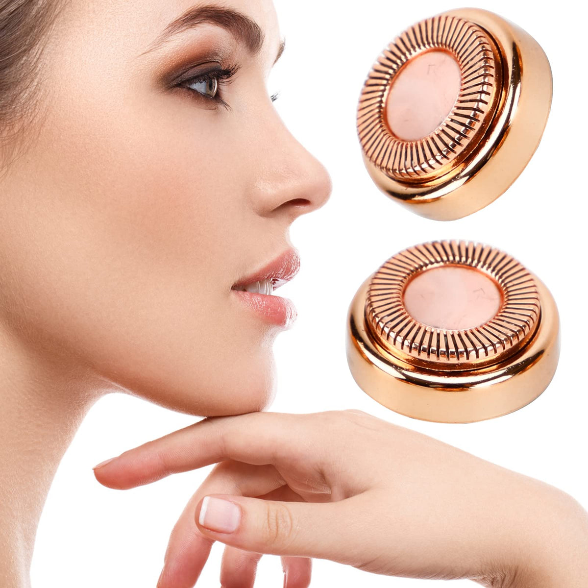 Bnapott- Cabezal de repuesto para depilación facial, 6 hojas de repuesto para la herramienta de depilación facial impecable Finishing Touch Gen 1 (oro rosa)