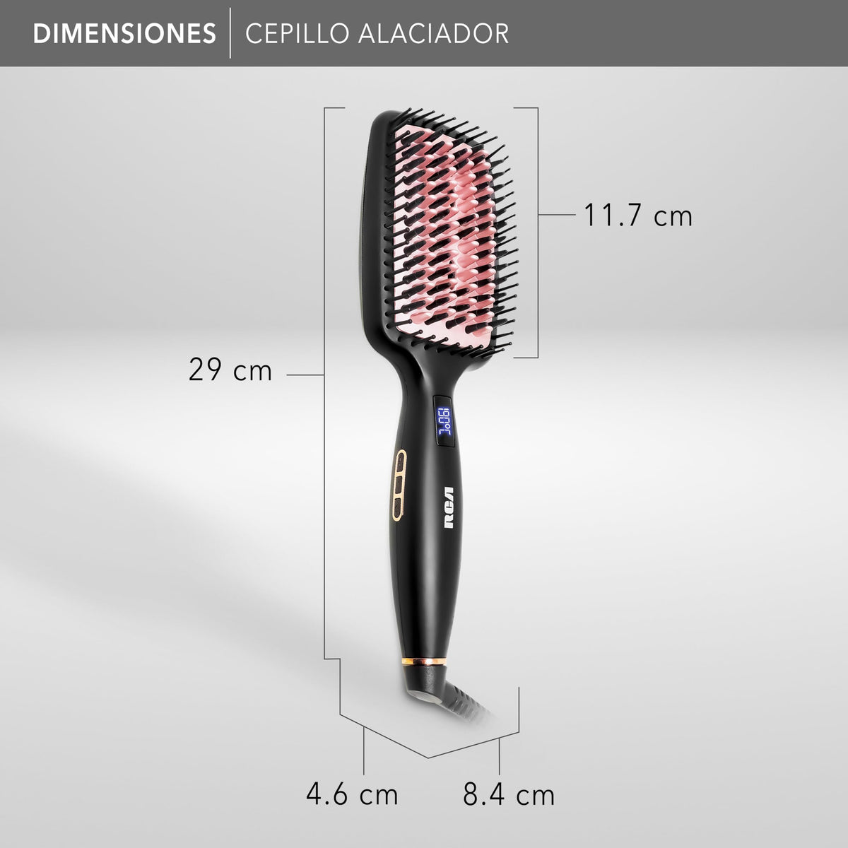 Cepillo Alaciador RCA Cerámica con Cerdas de Silicona y Nylon Profesional