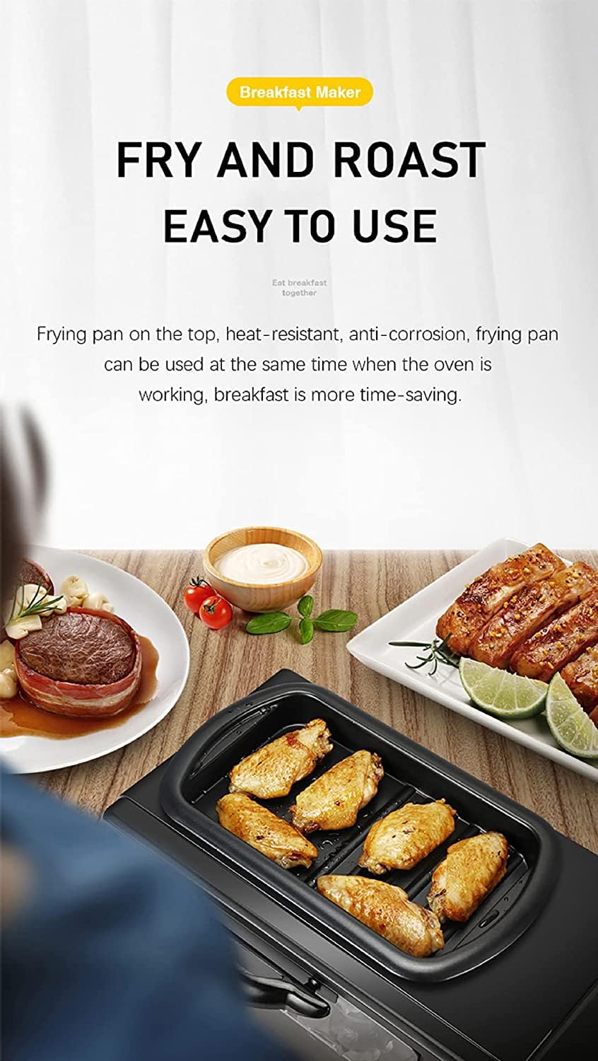 BYHIP Estación de desayuno 3 en 1 – Incluye cafetera, plancha antiadherente y horno tostador de 4 rebanadas, versátil máquina de desayuno con temporizador adecuado para