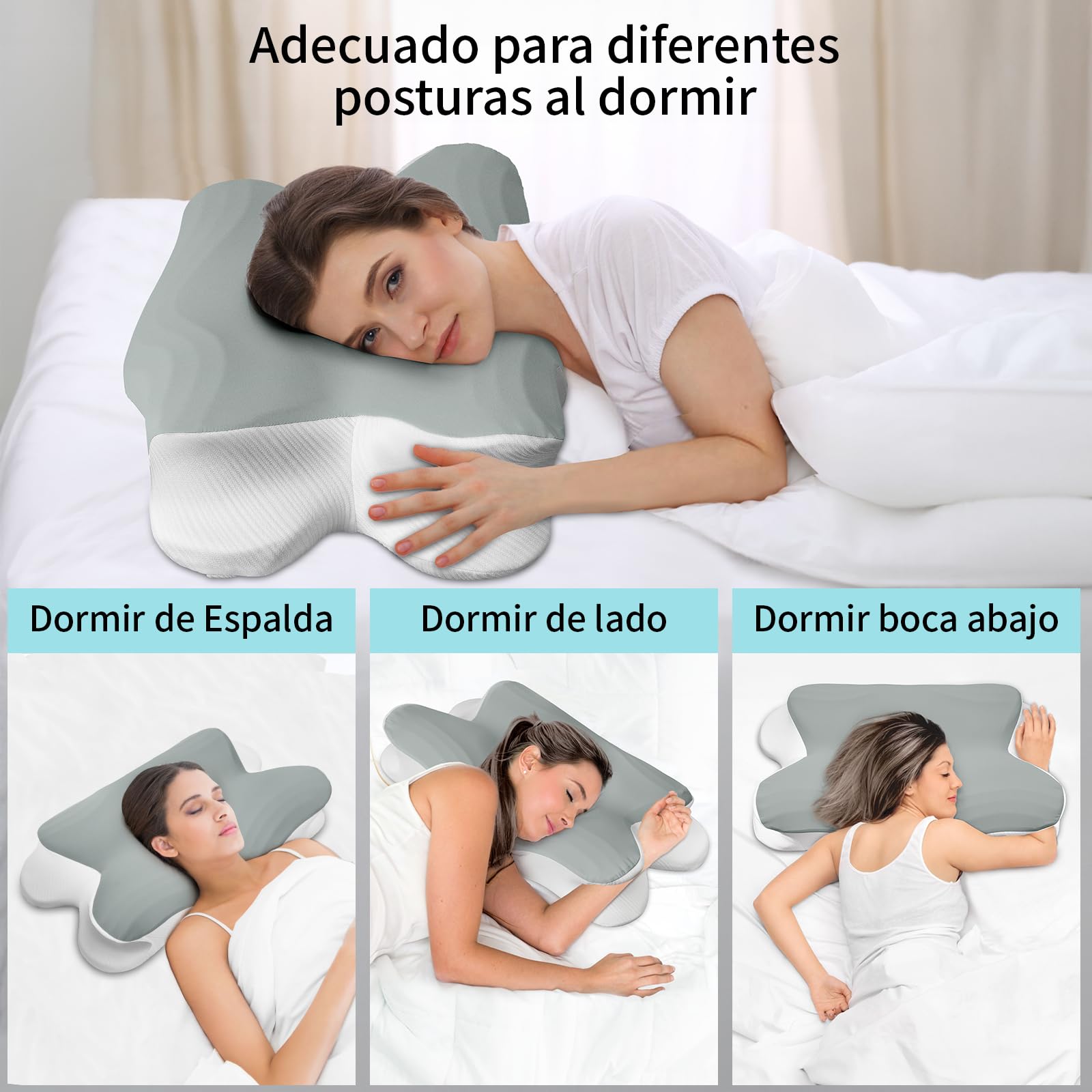 GALASALA Almohadas Memory Foam, Almohada Ortopedica Cervical para Dormir el Diseño Ortopédico Ergonómico Alivia el Dolor de Cuello, Adecuada para Dormir de Lado, Espalda o Panza con Fundas Almohadas