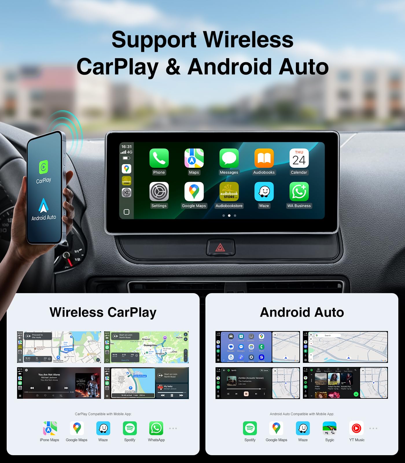 visualización táctil inalámbrica CarPlay de 10.25 pulgadas para Audi Q5 SQ5 2009-2017 reproductor de CD con sistema multimedia (3GMMI), compatible con doble sistema operativo (OEM+Linux) AHD cámara