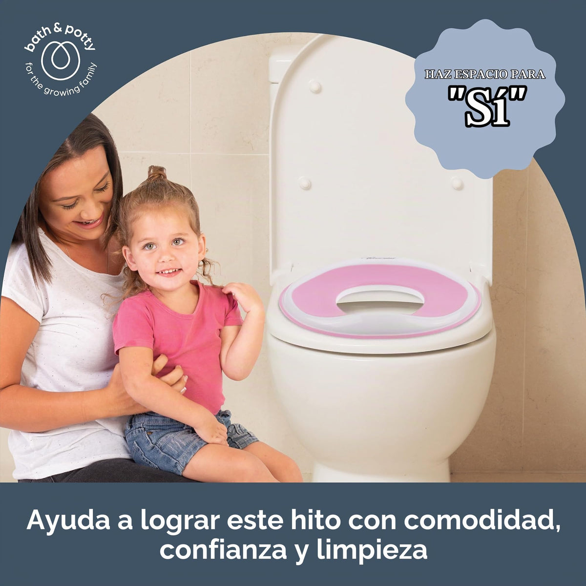 Dreambaby Asiento Entrenador para Baño Infantil, Adaptador de Inodoro Antideslizante y Suave, Portátil, Tamaño Estándar, Blanco con Rosa