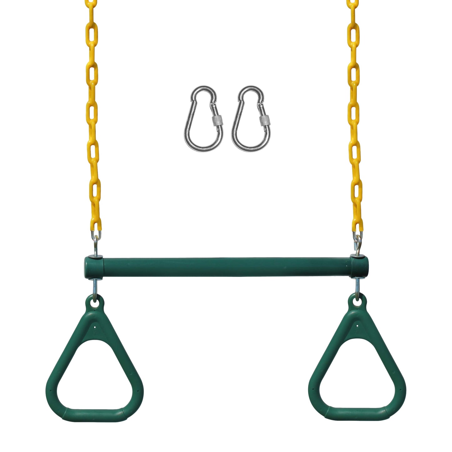 Barra de Trapecio Jungle Gym Kingdom Verde con Anillos y Cadena Resistente 45.7 cm
