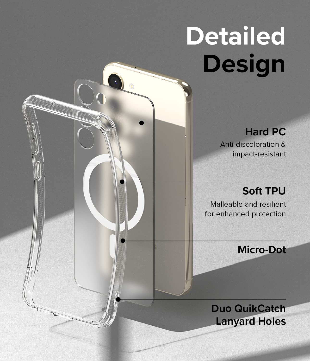 Funda Ringke Fusion Compatible con Samsung Galaxy S23 Plus 5G Matte Clear Textura Satinada Antihuellas con Círculo Magnético Magsafe