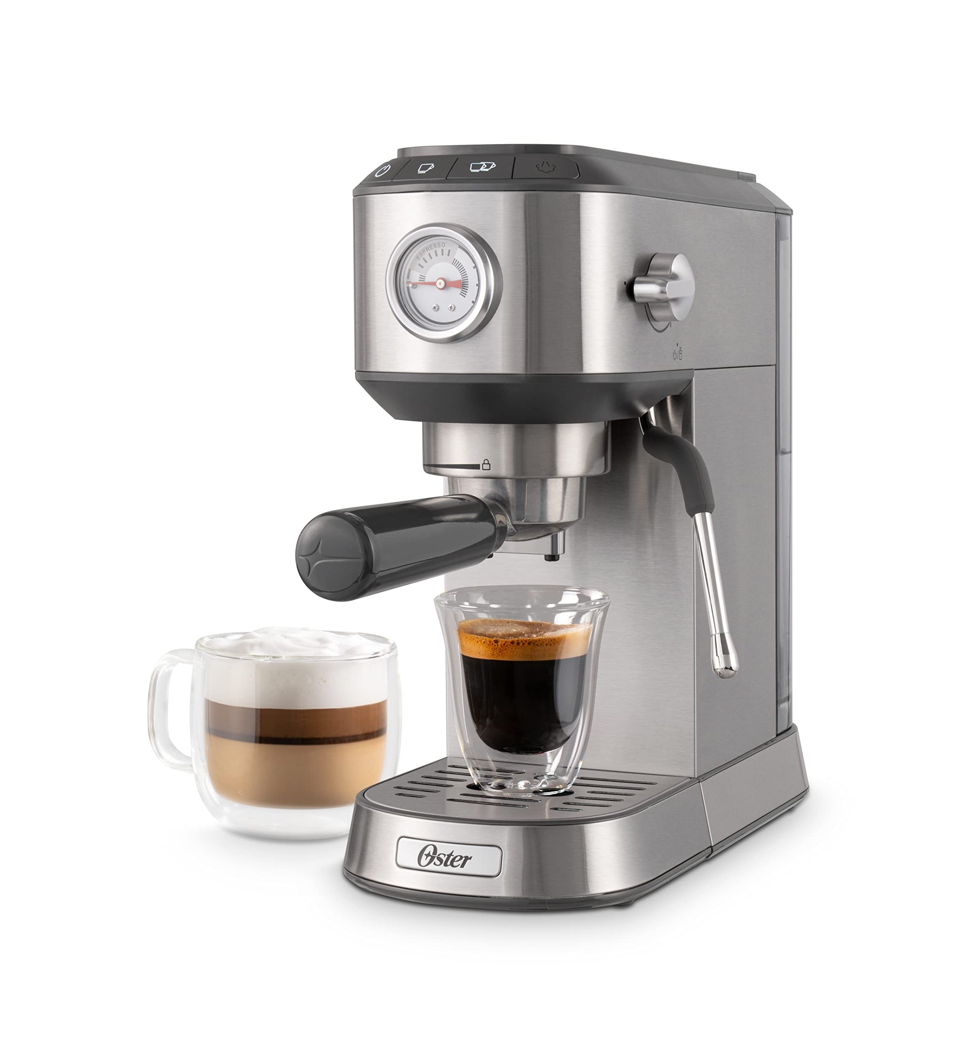 Cafetera Espresso Oster PB Slim Plateado Compacta