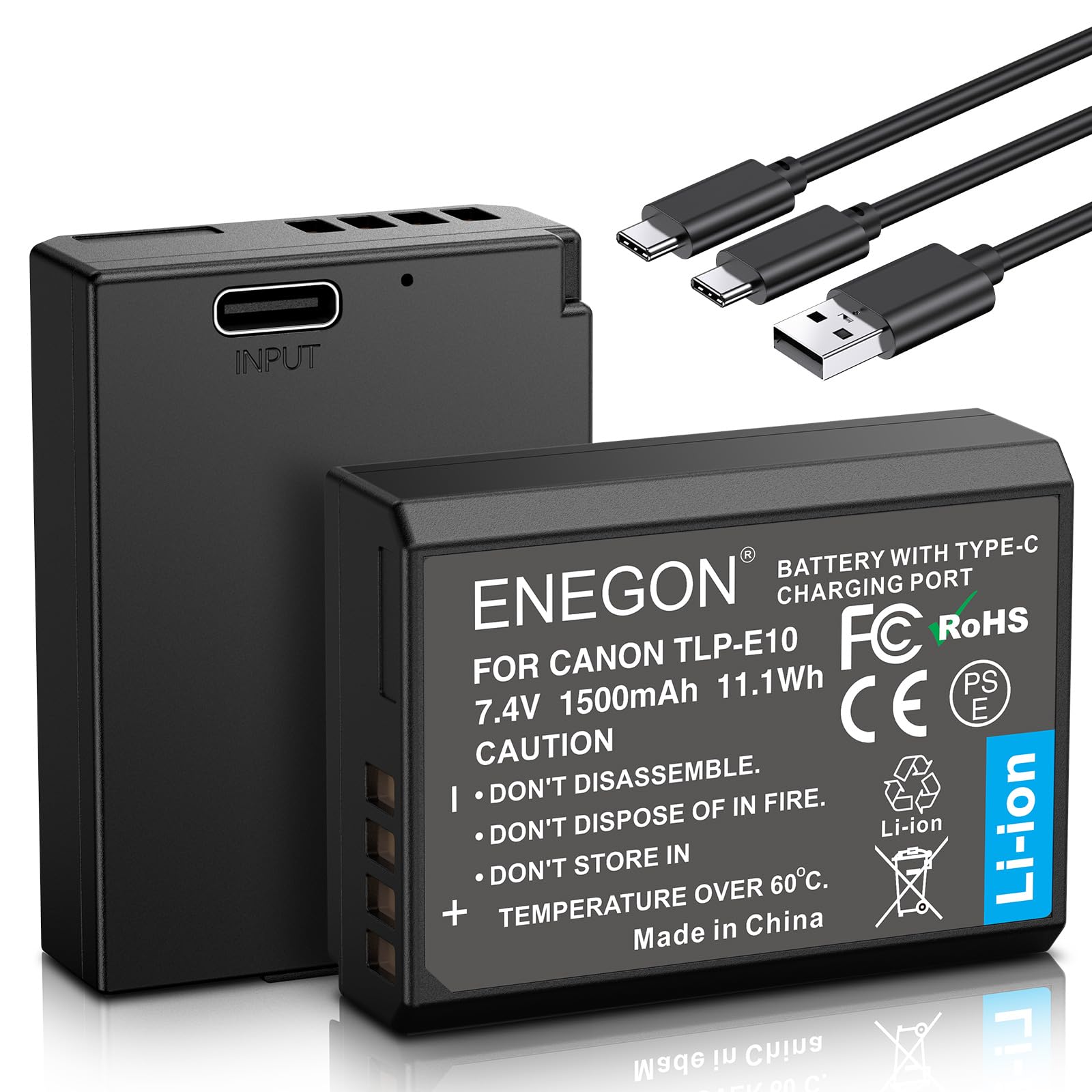 Batería de Repuesto ENEGON USB-C Negra Compatible con Canon EOS Rebel