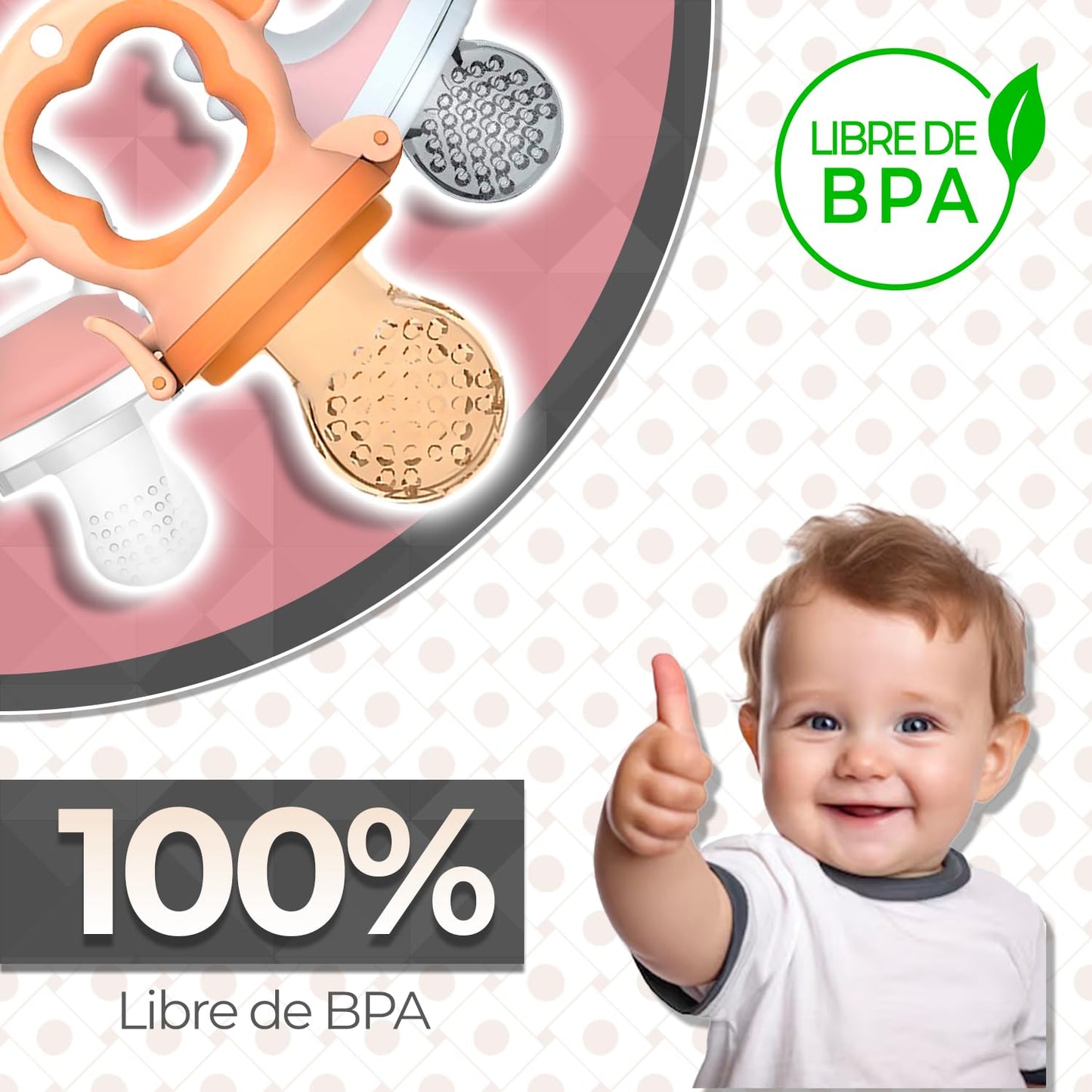 Chupones alimentadores para frutas y papillas con tapa libre de bpa, dibujos animados, 4m+ 3 piezas (pig blanco rosa / dino rosa / monkey naranja)