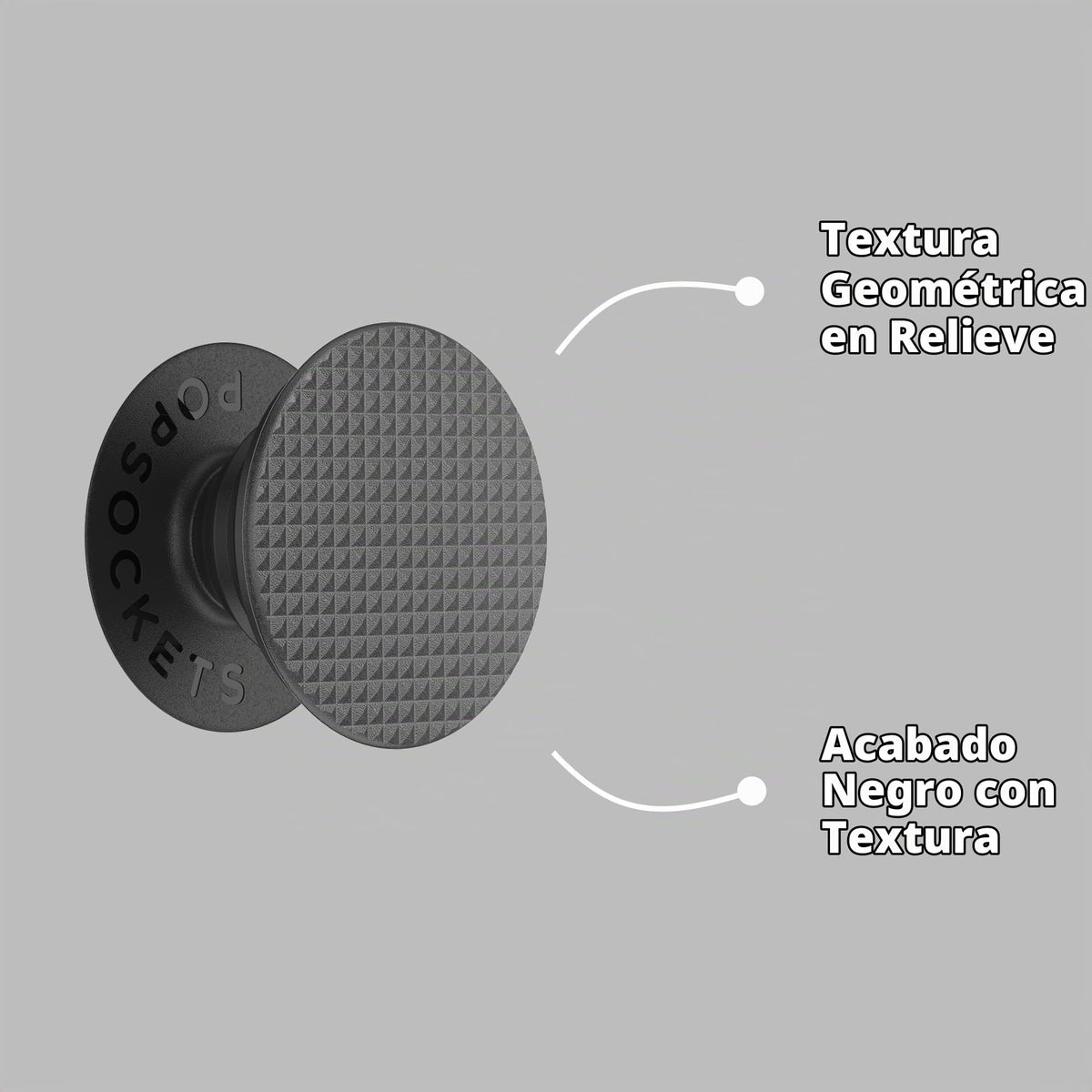 Accesorio para Smartphone PopSOCKETS Negro con Textura Moleteada