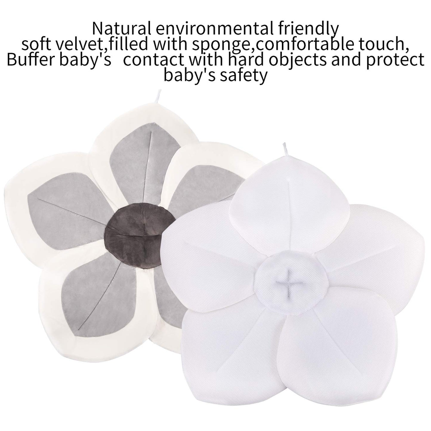 Baby Bath - Alfombrilla de baño para bebé, diseño de flores, color gris2