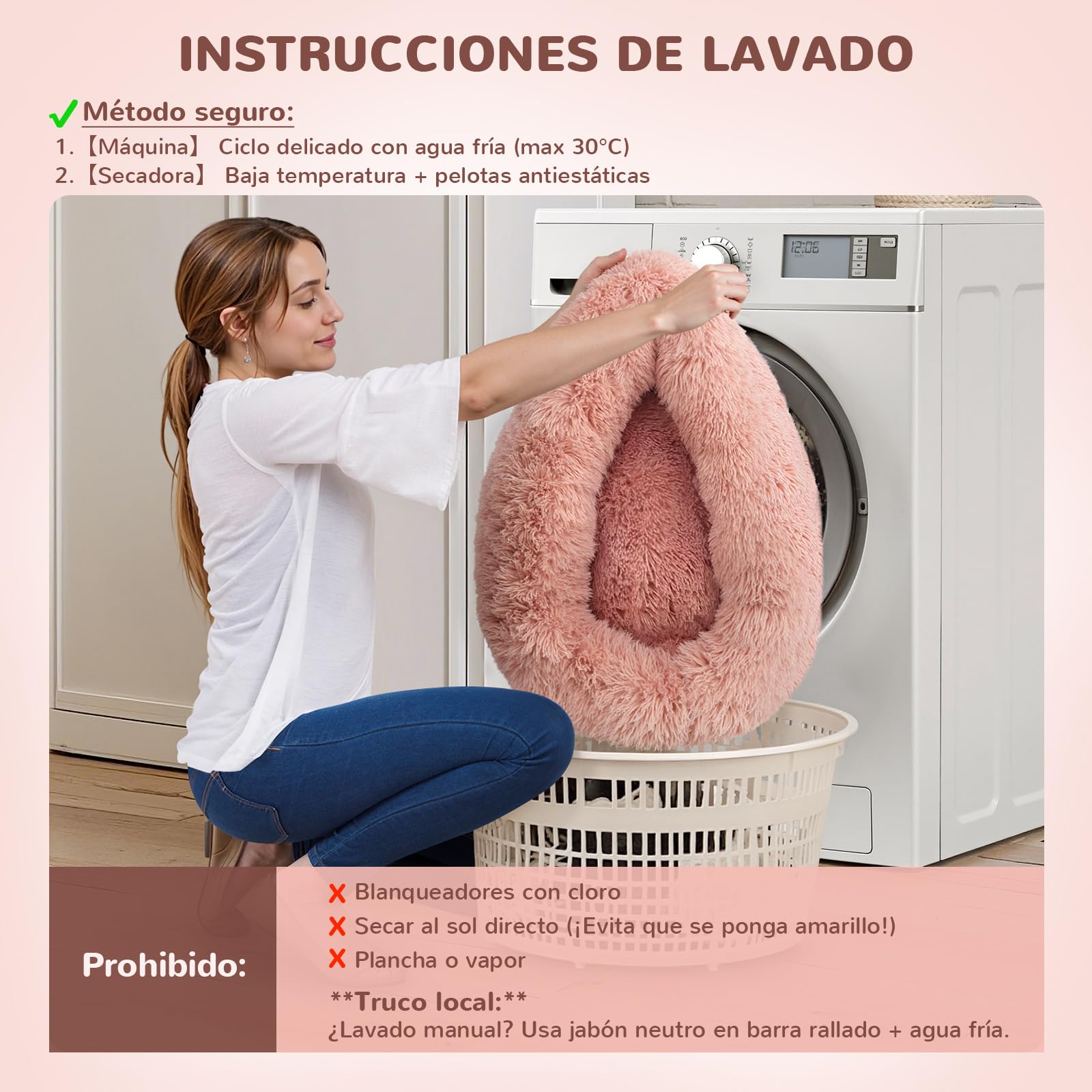 Cama para Perro Spring Blossoms Polvo de Hadas Antideslizante y Mullida en Piel Peluda Autocalentable Lavable a Máquina