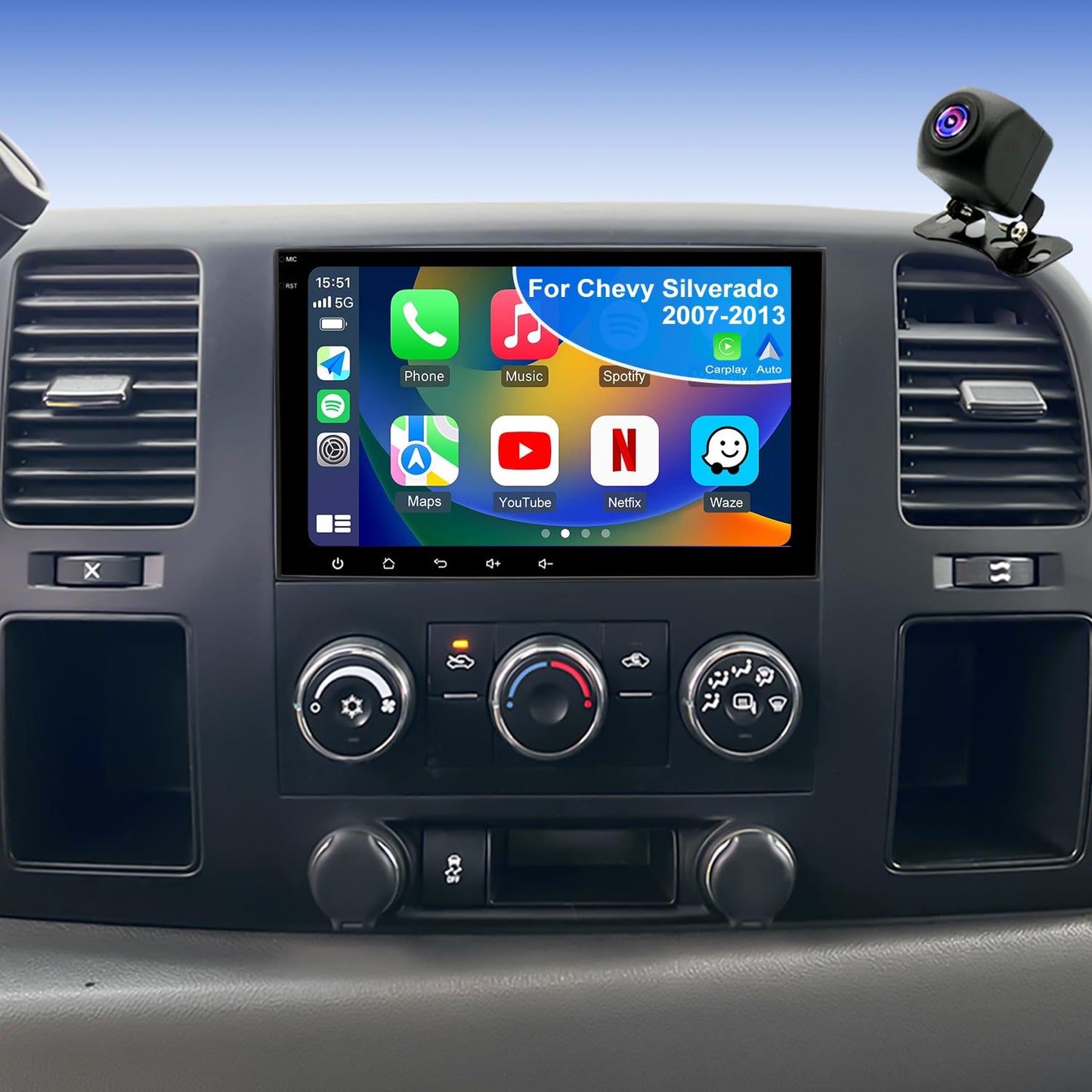 iCarSEPTON Radio de Coche 5GWiFi para Chevrolet Silverado 1500 GMC Sierra 1500 2007-2013, Yukon Tahoe 2007-2014, Acadia 2007-2012, Savana Equinox Pantalla Táctil de 8 Pulgadas, Estéreo, Carplay