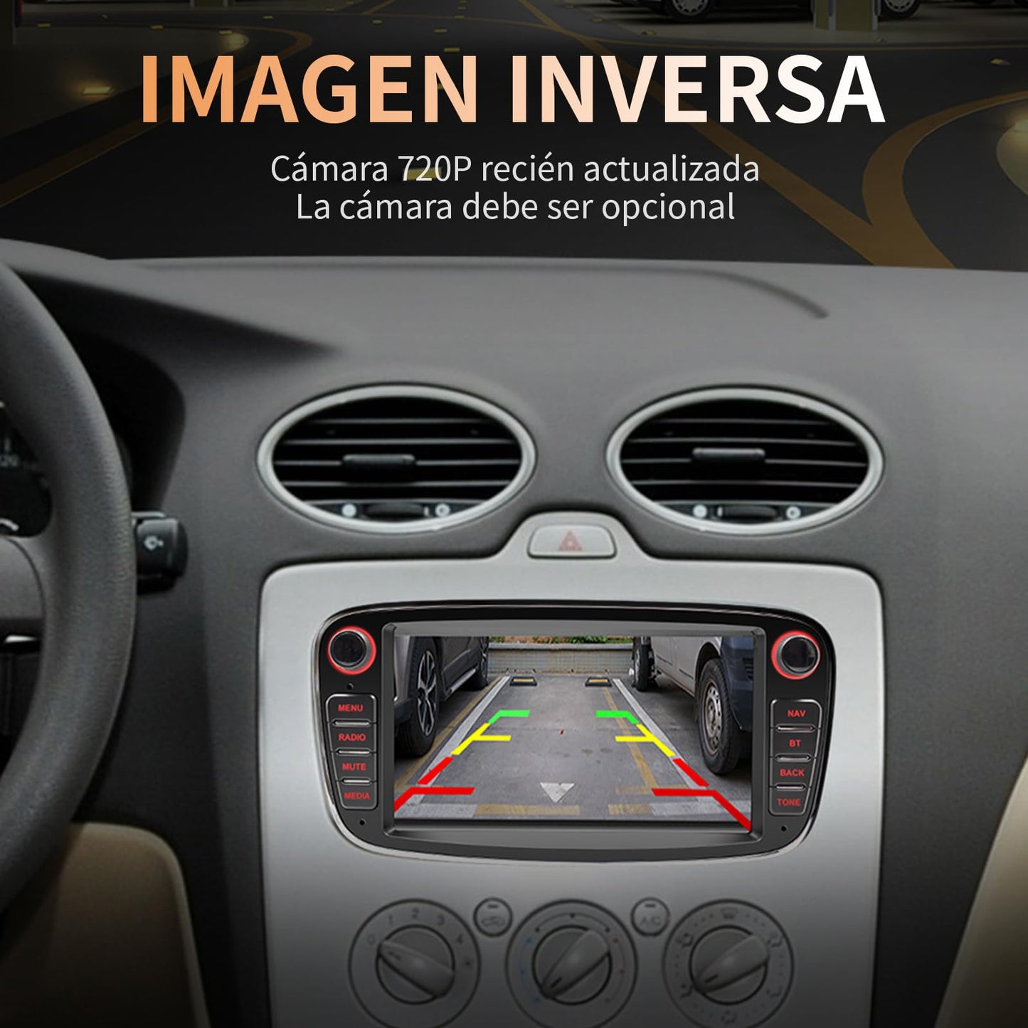 FINYQBET Autoestéreo para Carro Ford Focus 2013 y Modelos Anteriores, Estéreo con Pantalla CarPlay y Android Auto, Compatible con Focus sin Adaptaciones, Asistente de Voz,Mirrorlink,Cámara Trasera,GPS