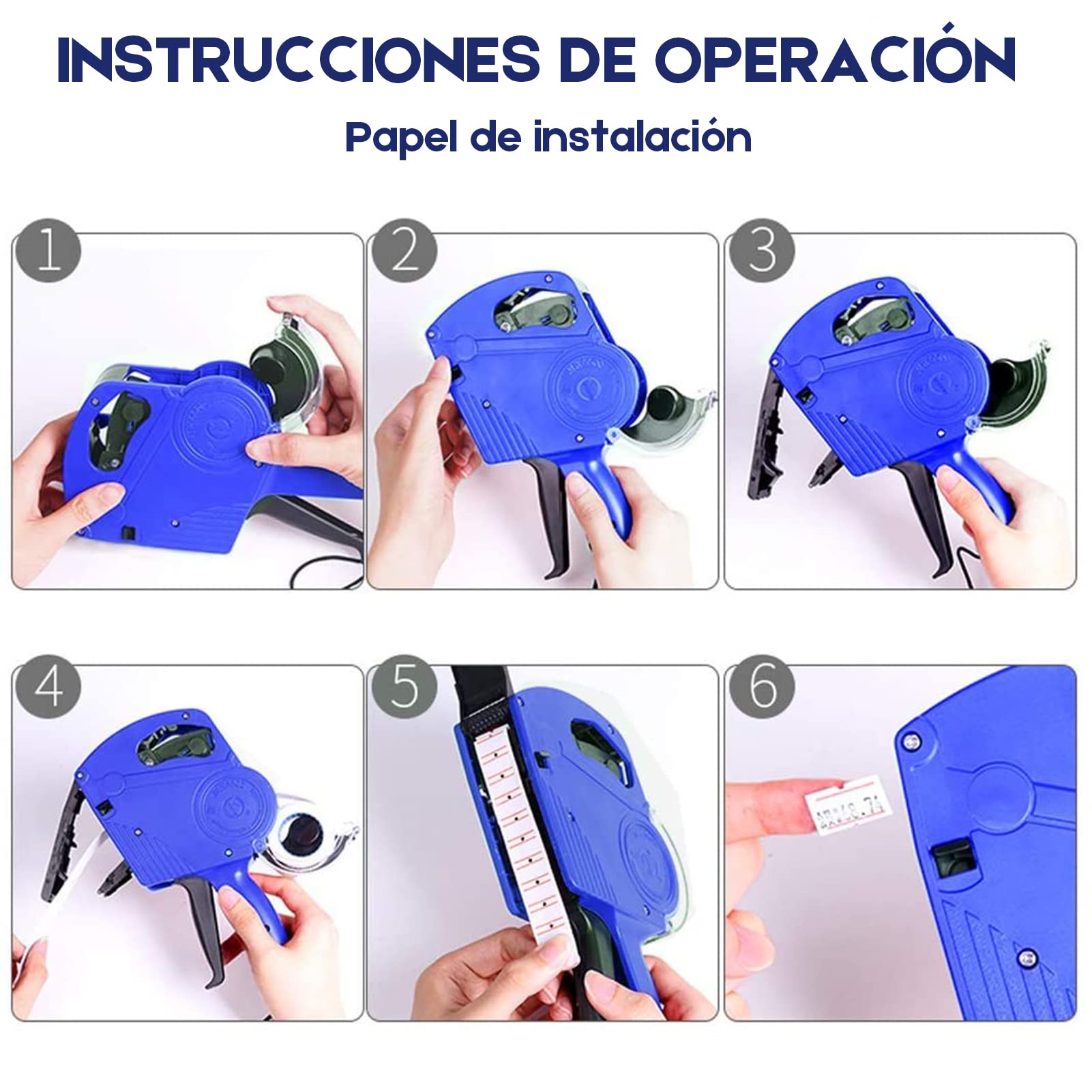 YOU ER MEI Etiquetadora Marca Precios con Cartuchos de Tinta 10 Hojas de Etiquetas de Precios para Oficina Tienda Minorista Tienda de Comestibles